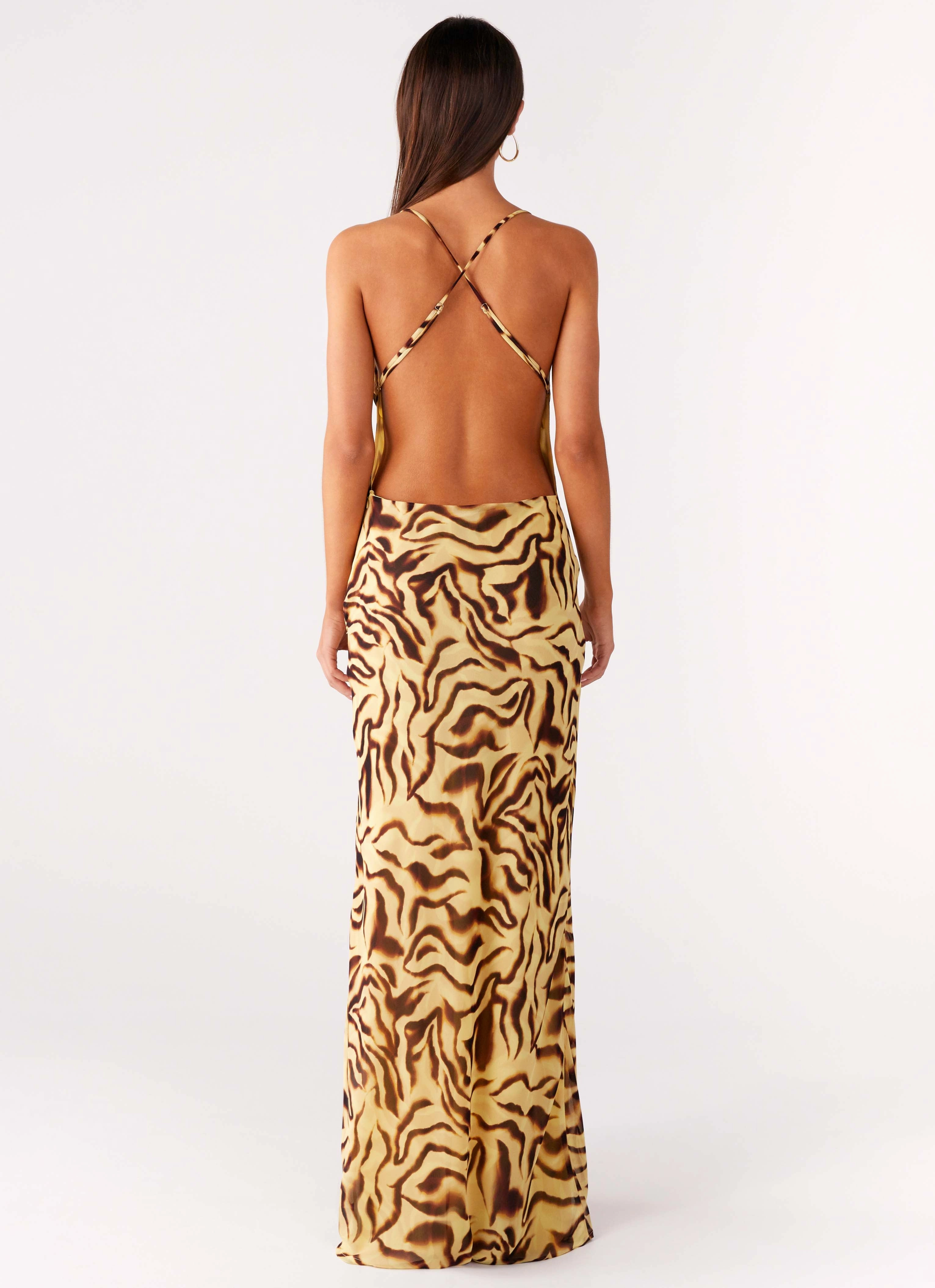 Chic Waistband Viva Lune Maxi Dress - Laguna Print