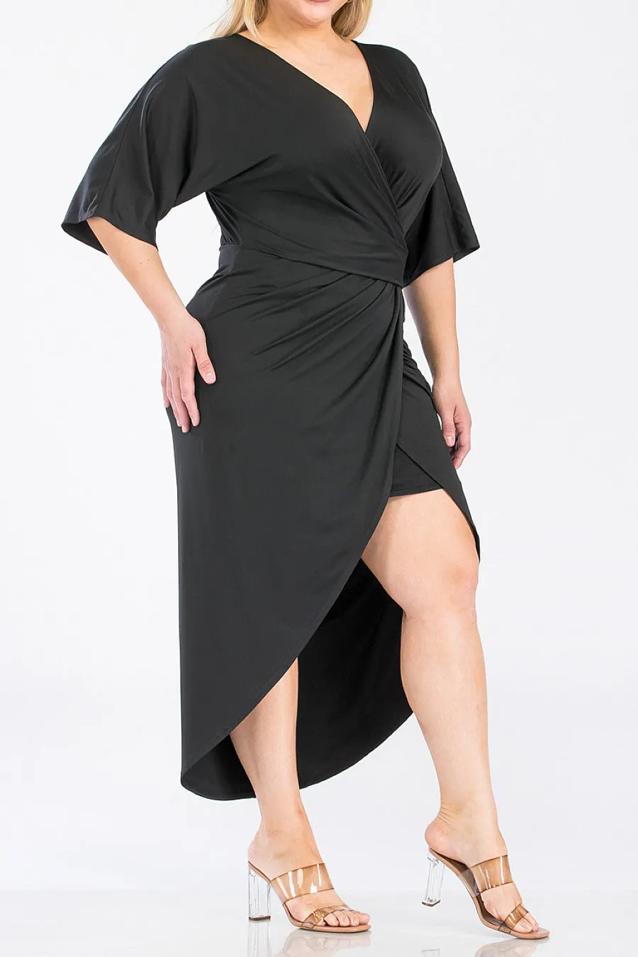 Vivica V neckline Ruched Dress