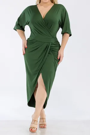 Vivica V neckline Ruched Dress