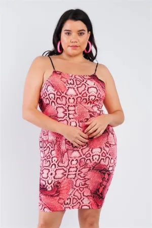 Voluptuous ( ) Plus Size Snake Print Open Back Mini Dress
