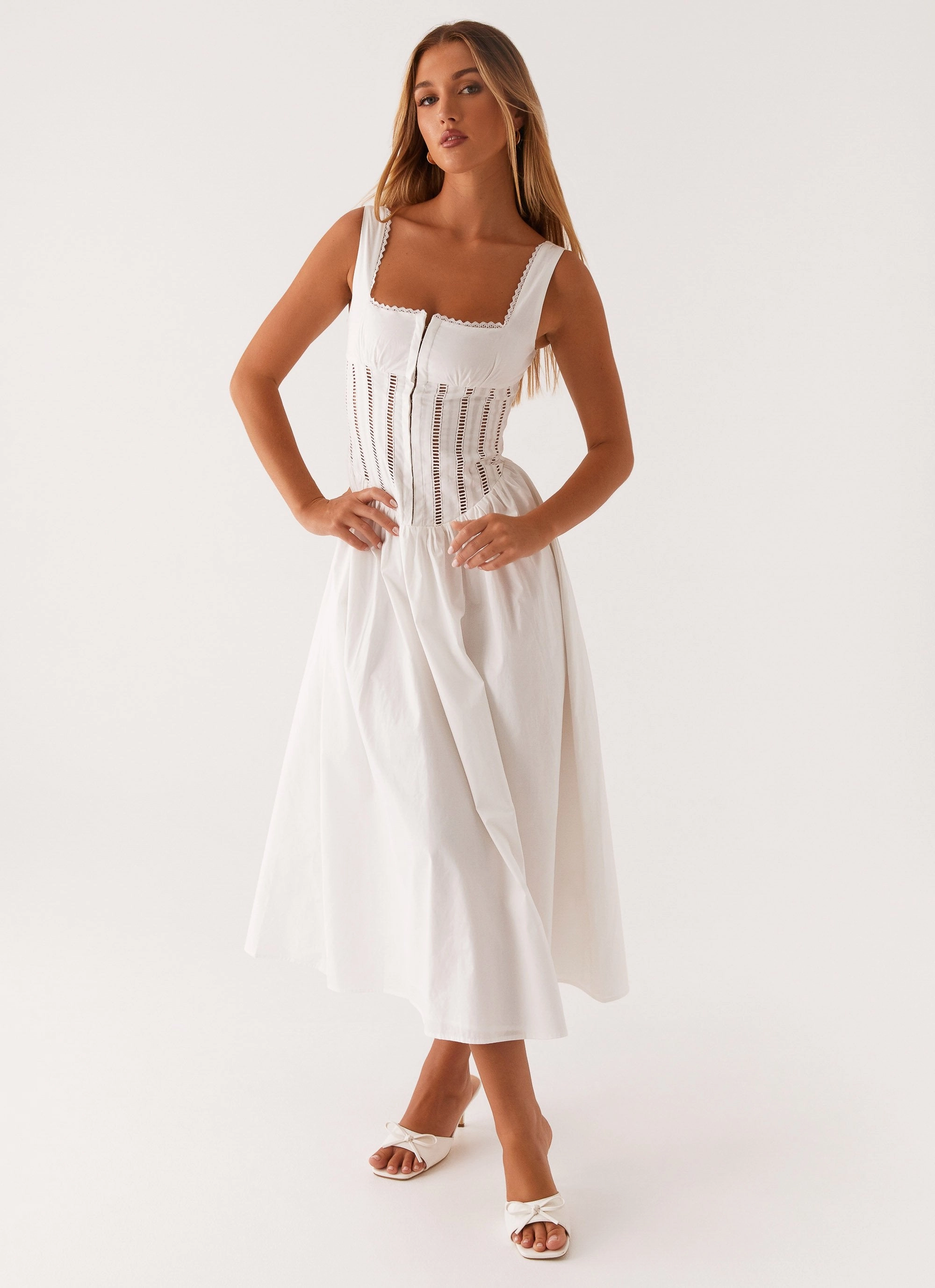 Eco Friendly Relaxed and Effortless Waiting On You Midi Dress - White