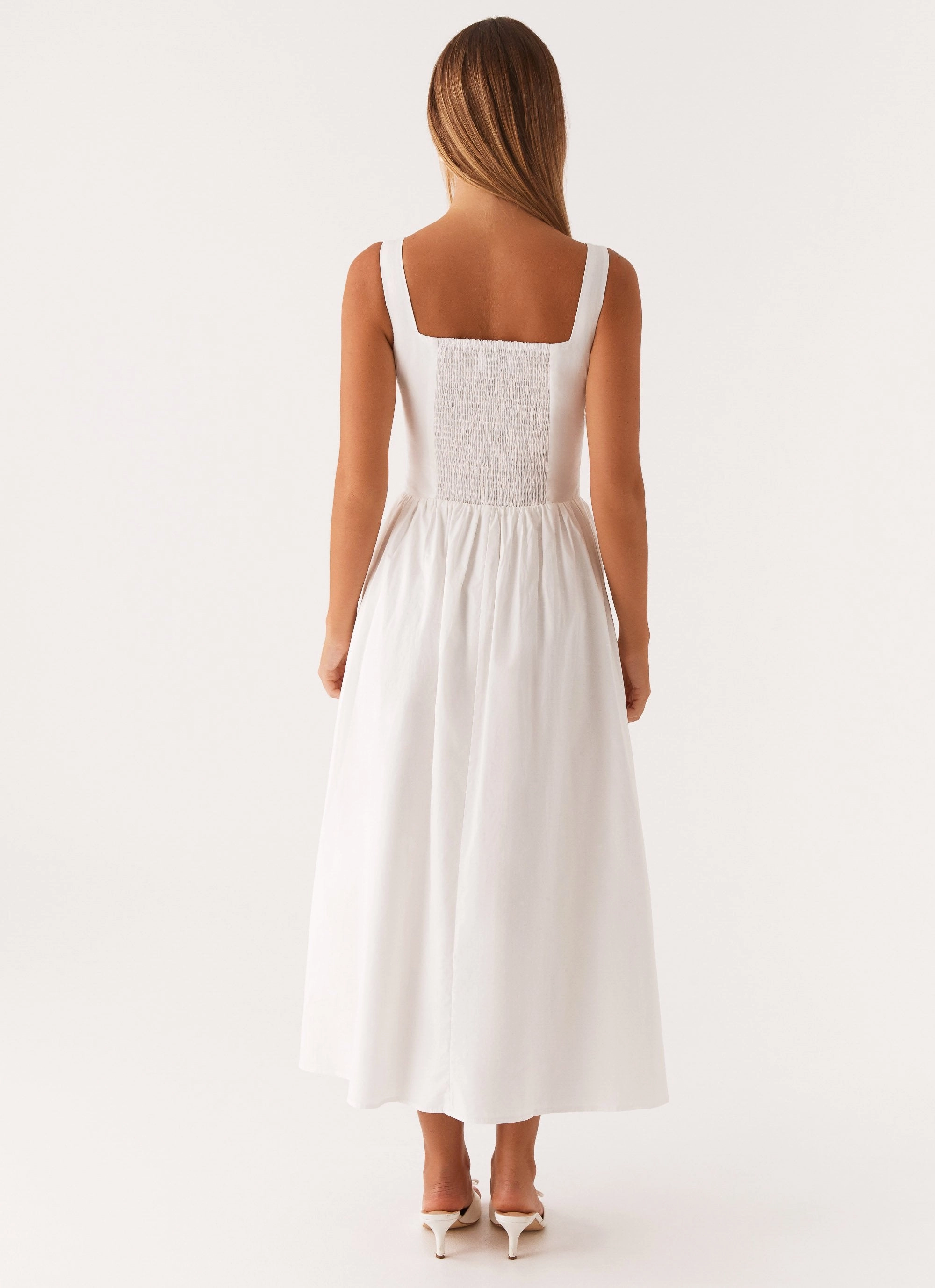 Pleated design Flexible Layers Waiting On You Midi Dress - White