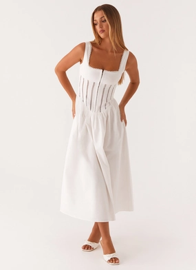 Waiting On You Midi Dress - White Fashionable Comfort Waiting On You Midi Dress - White Timeless elegance