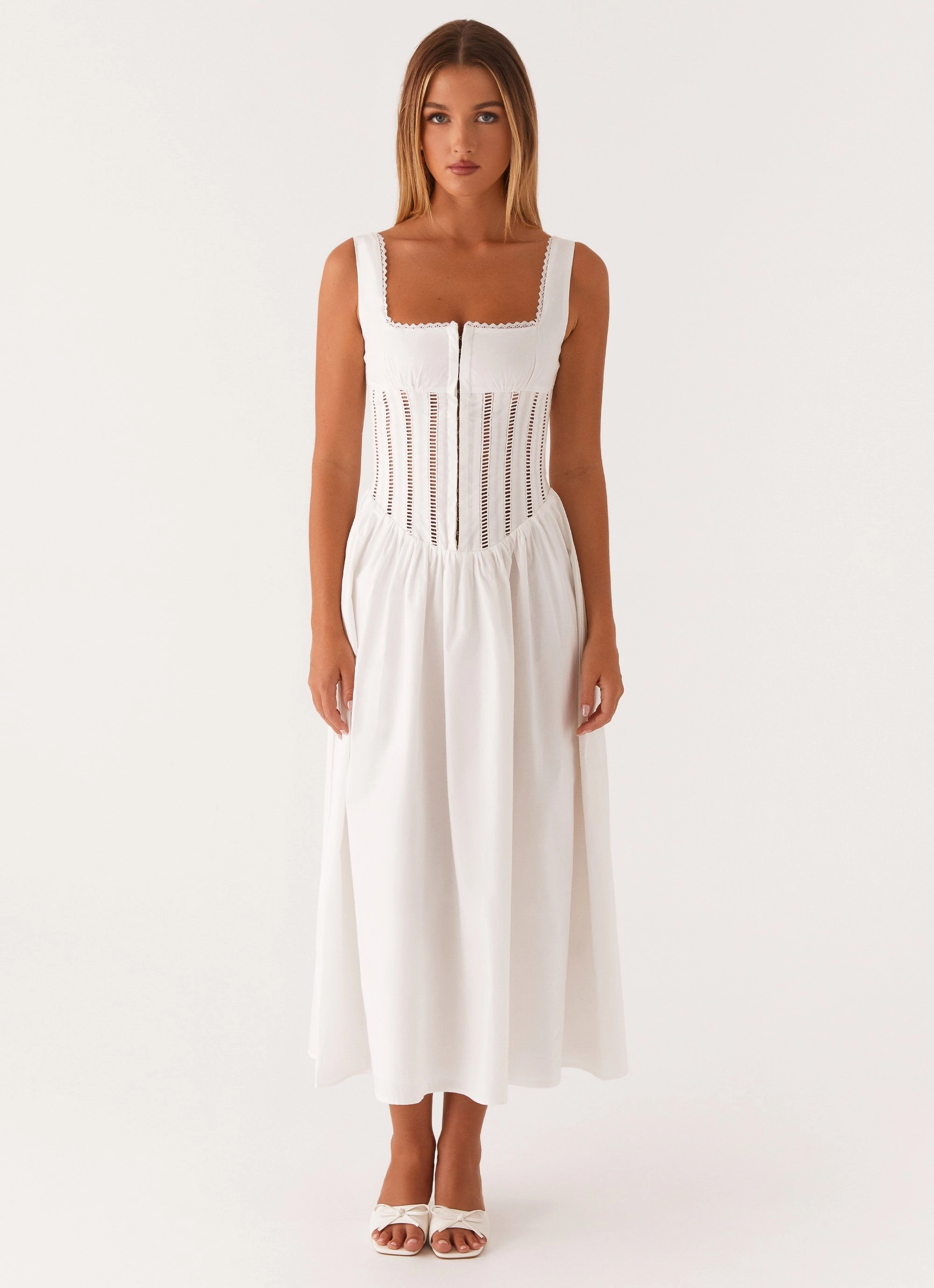 Waiting On You Midi Dress - White FlatlockSeam