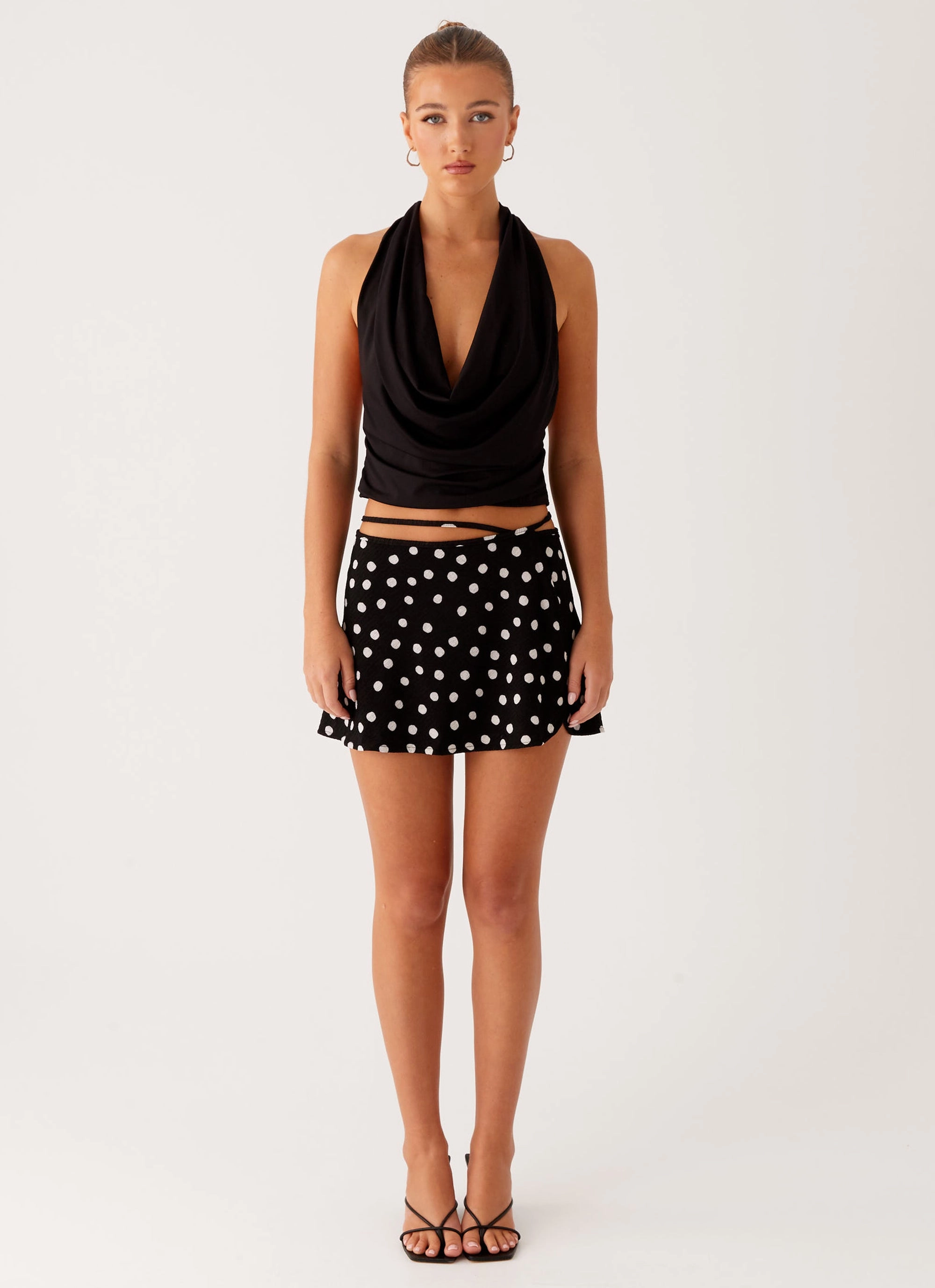 Cozy Fit Soft and Cozy Walker Mini Skirt - Black Polka Dot