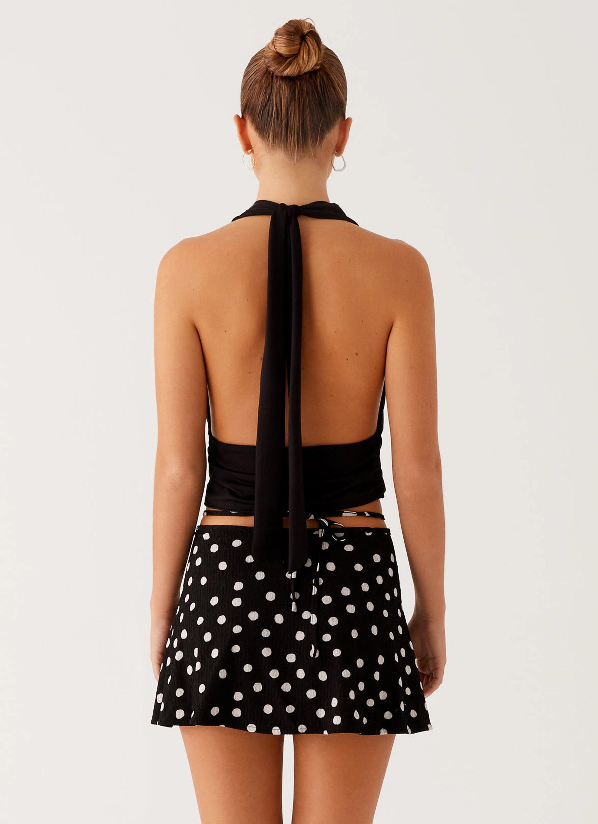 Quick Wash Padded hips Walker Mini Skirt - Black Polka Dot