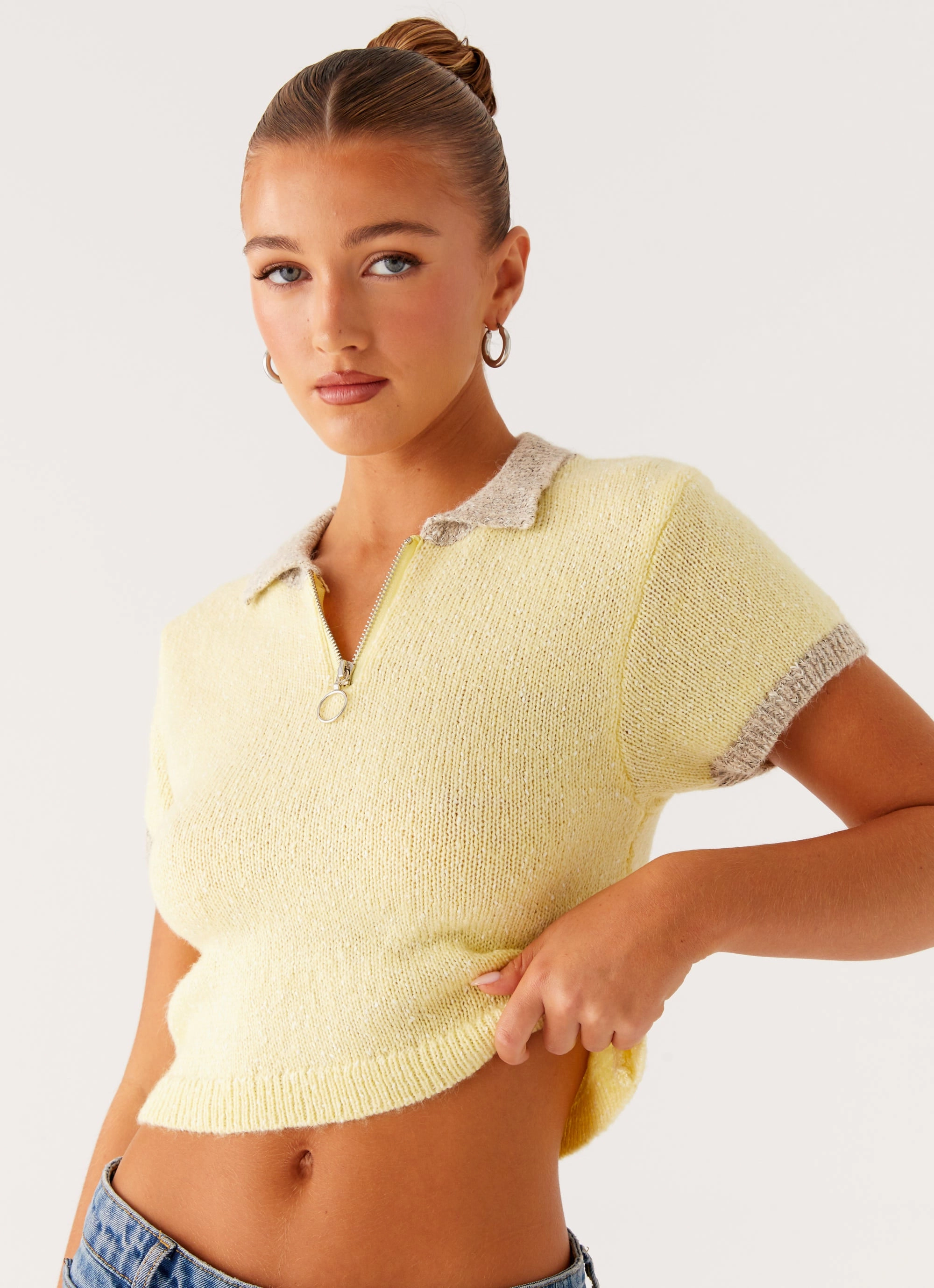 Walsh Knit Polo Top - Yellow AllDayComfort