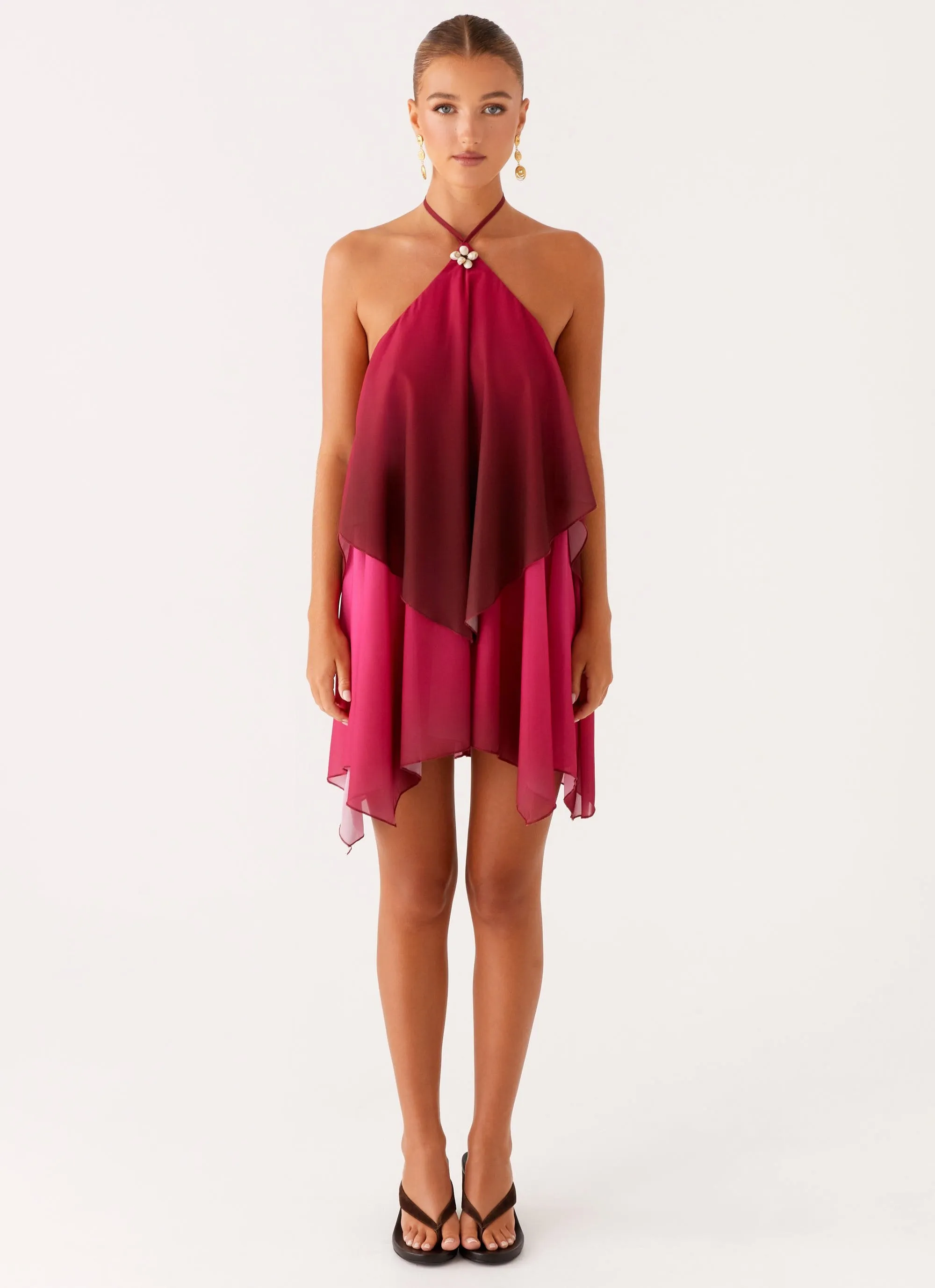 Premium Finish Travel-friendly Twin Flame Mini Dress - Fuchsia Gradient