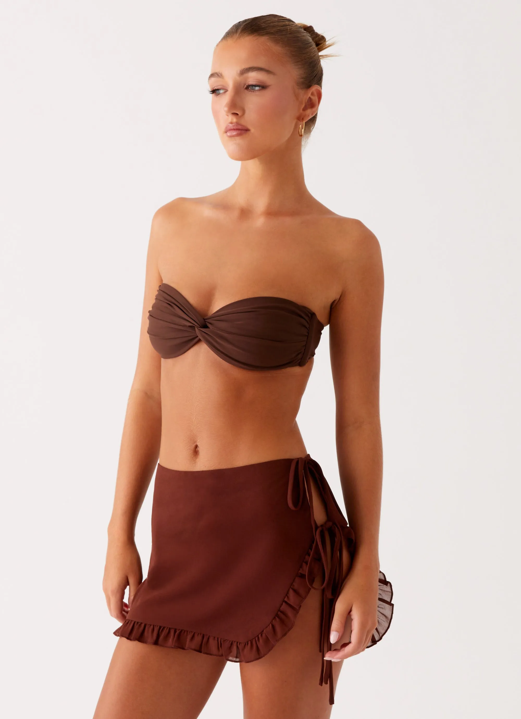 Balanced Outfit Mix Texture Iggy Mini Skirt - Chocolate