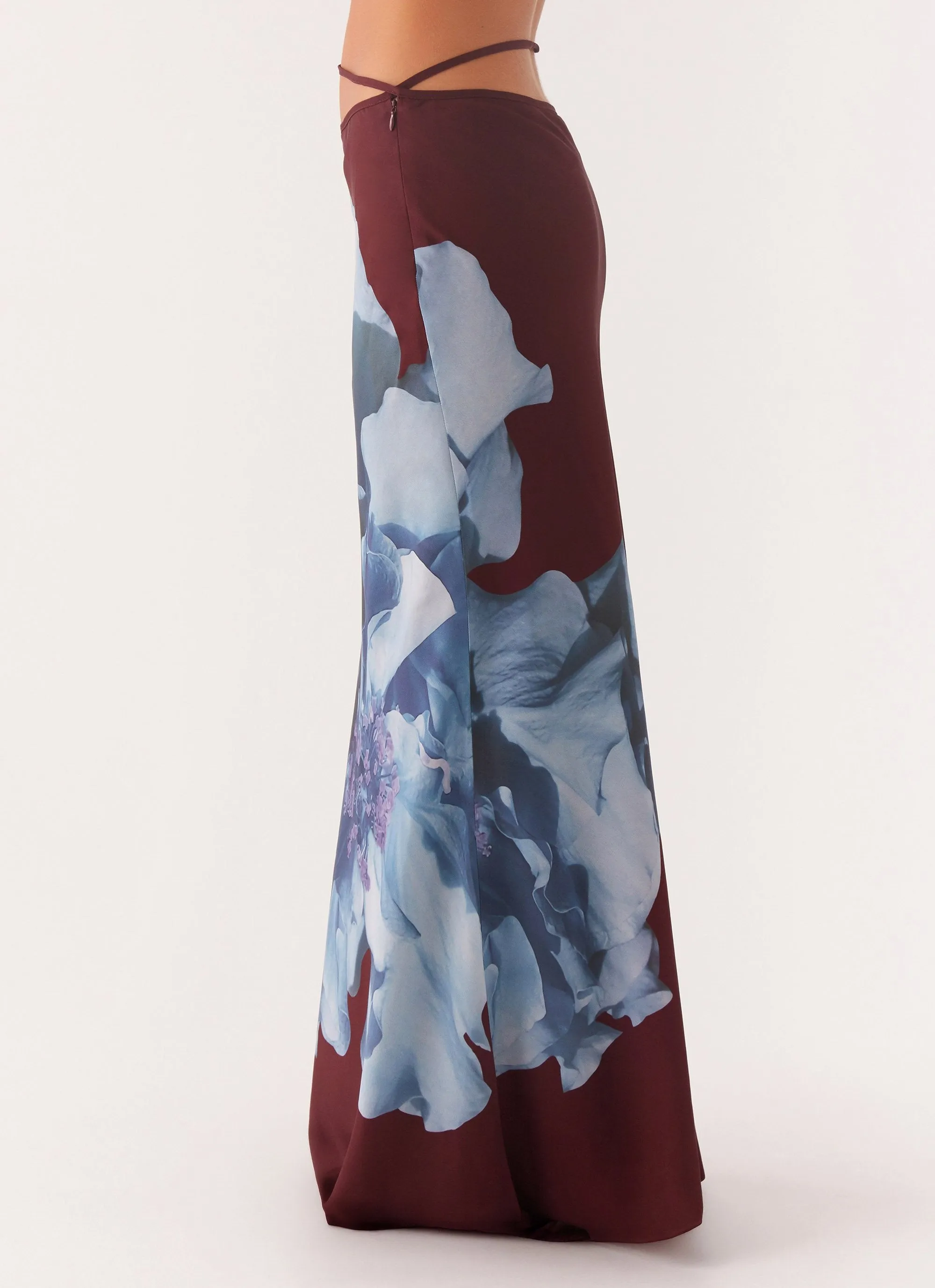 Travel Friendly Michelle Maxi Skirt - Maroon Print