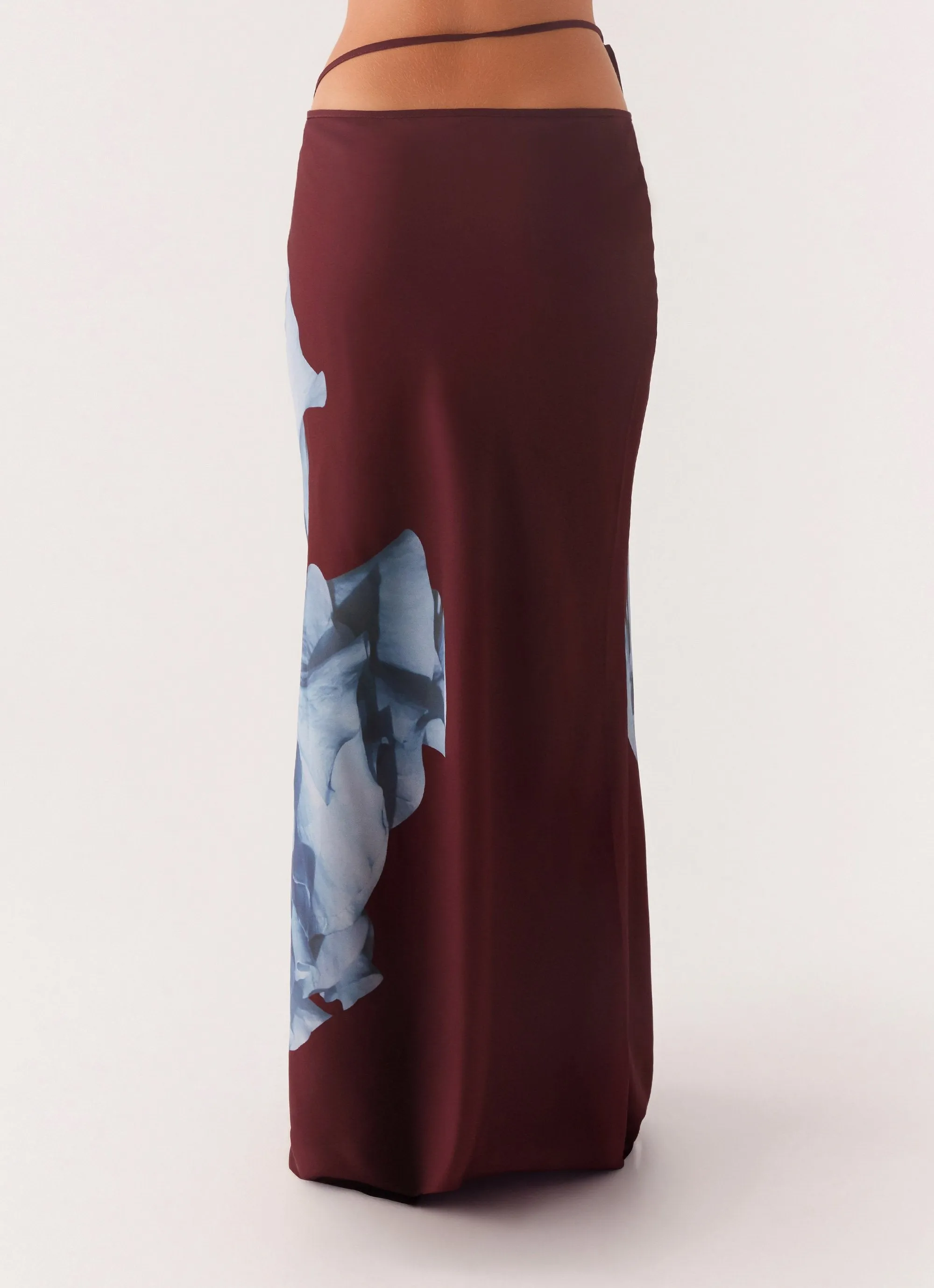 Michelle Maxi Skirt - Maroon Print Sustainable Athleisure Inspired