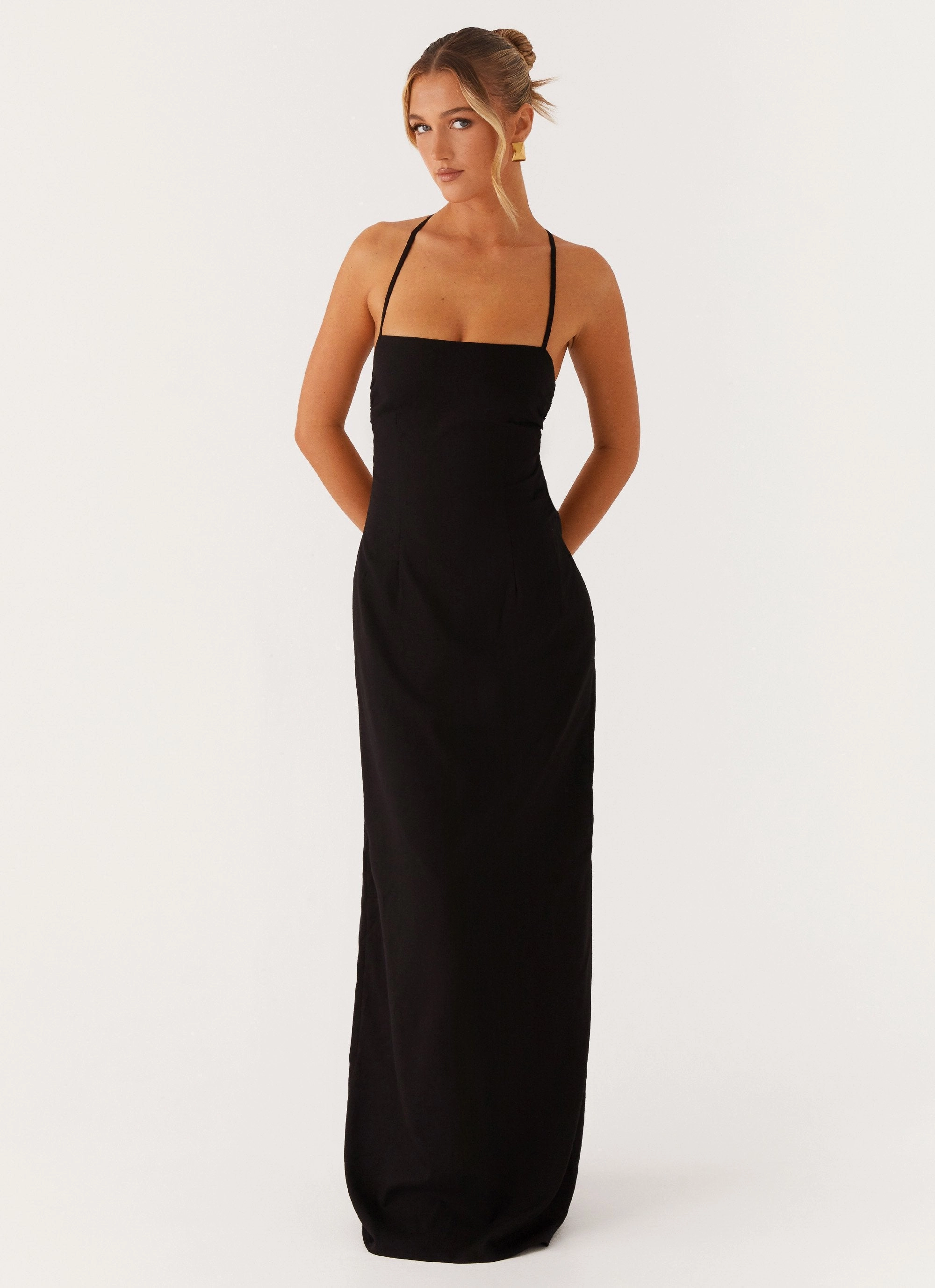 Cora Backless Maxi Dress - Black Must-have Elegant Wearable