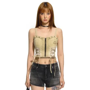 Washed Slim Fit Tie-Down Denim Suspenders