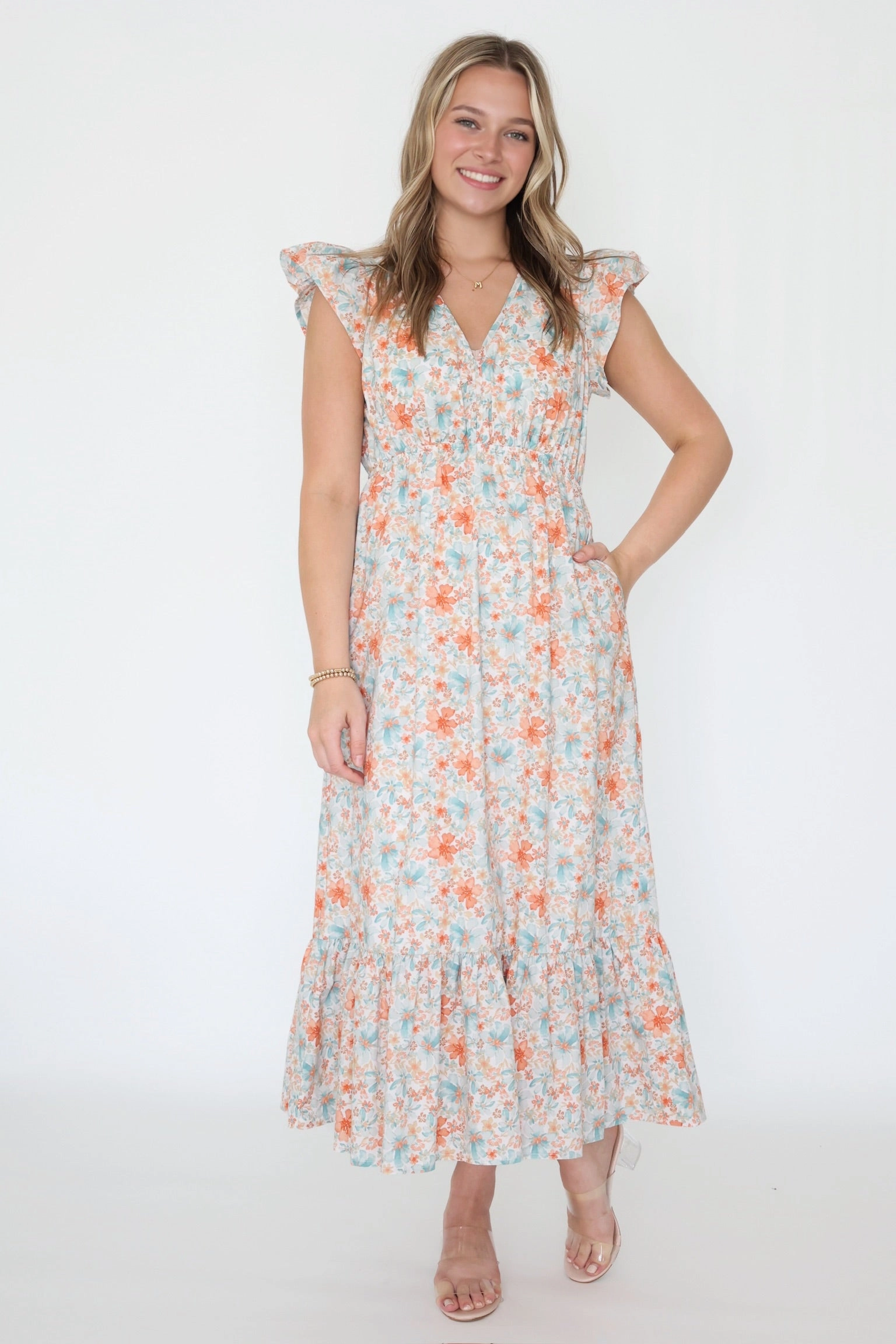 BreathableMesh Seamless Design Water Color Midi Dress (FINAL SALE)