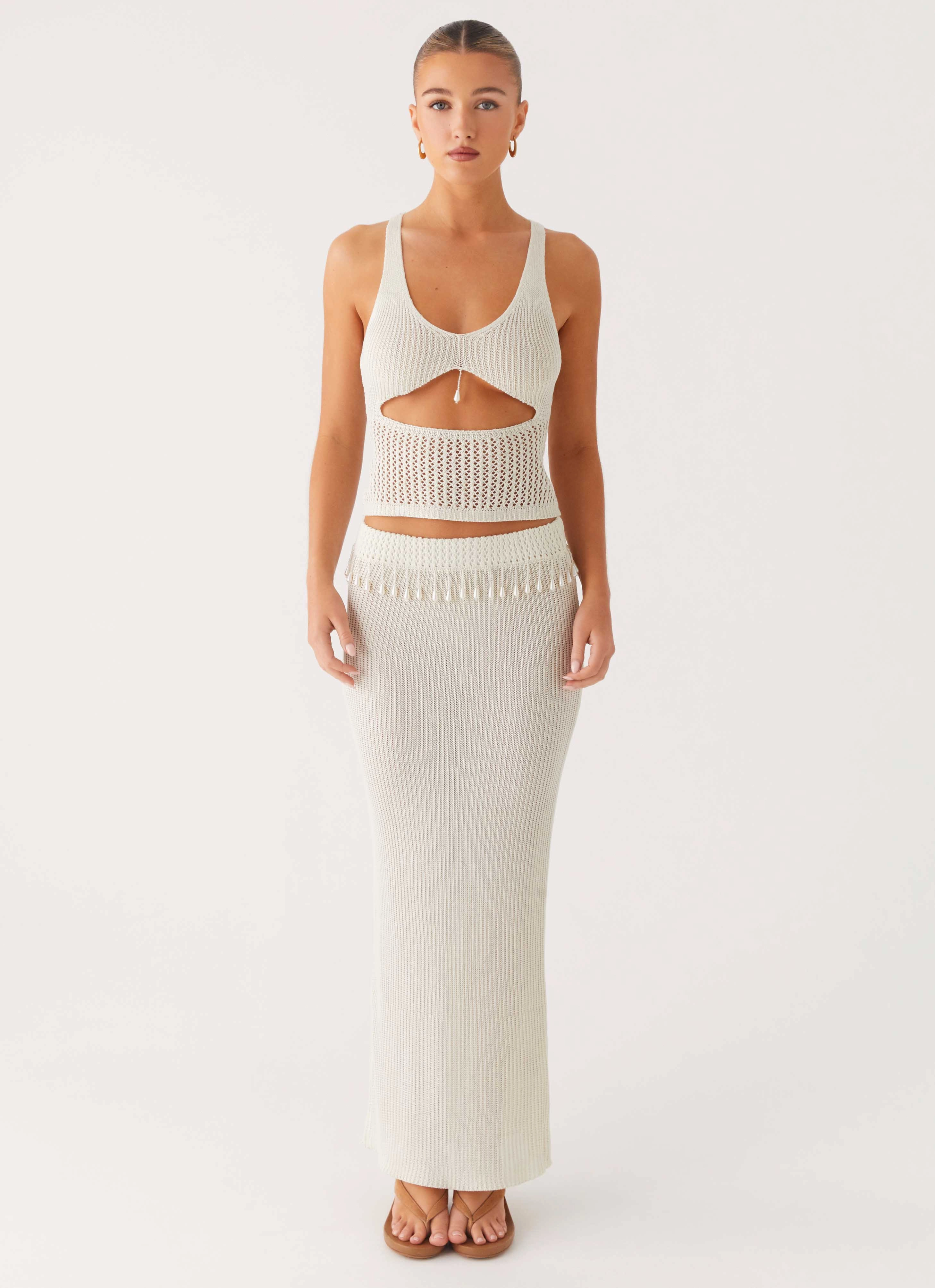 Basilia Knit Top - Off White Minimalist Style