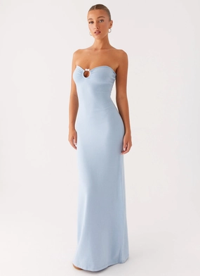 Samson Knit Maxi Dress - Blue Youthful Feel Classic Flow
