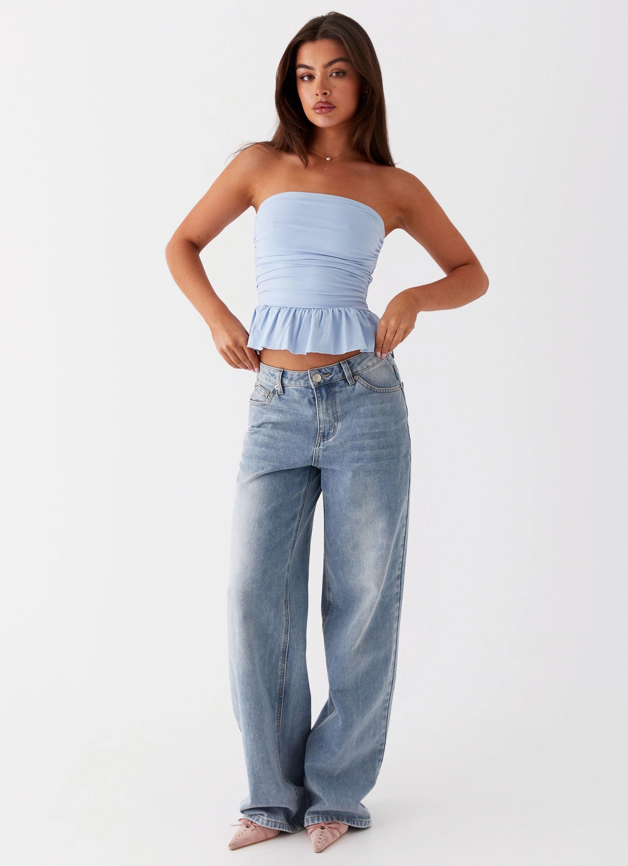 Bella Lou Tube Top - Blue Light Fabric