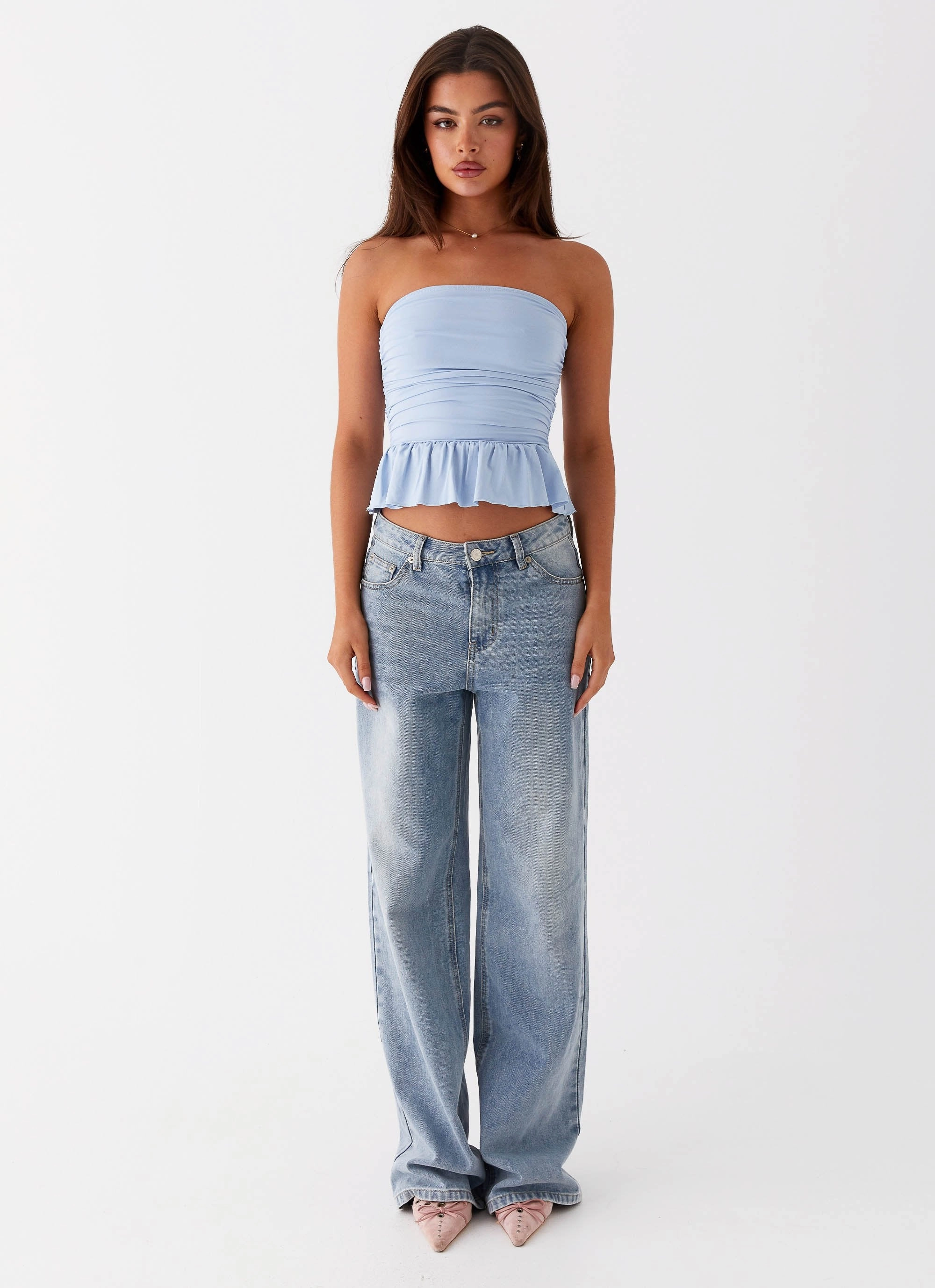 Bella Lou Tube Top - Blue Durable Reinforced Elbows MinimalistAesthetic