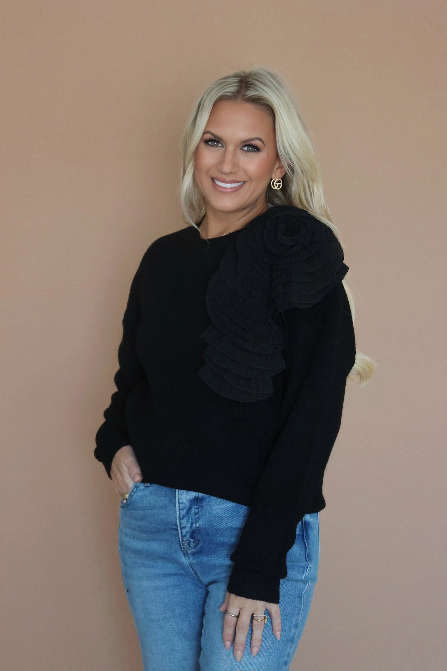 StretchFit Design Eco Conscious Dye Process Laurel Embellished Sweater