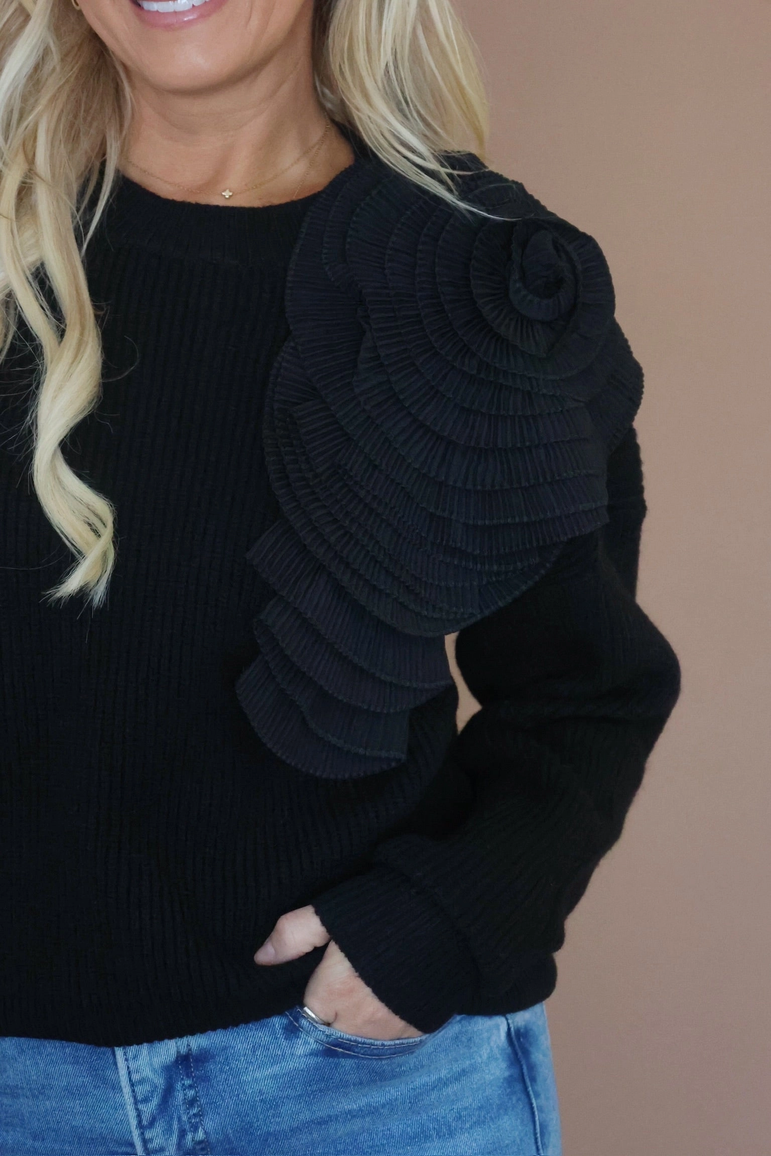 FadeResistant YarnDyeStripe Laurel Embellished Sweater