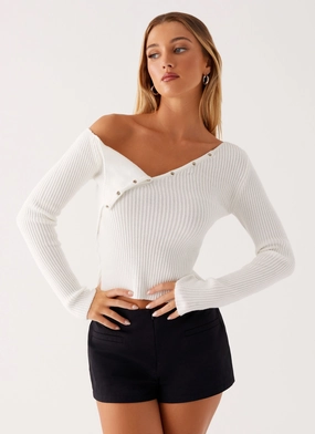 Relaxed Sweatshirt Waverly Knit Top - White