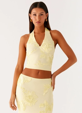 ReversibleStyle PFC Free Waterproofing Radiate Halterneck Top - Yellow