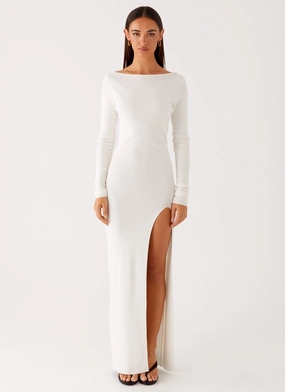 Weekend Style Amalfi Knit Maxi Dress - White Amalfi Knit Maxi Dress - White Move Free Brunch Fit
