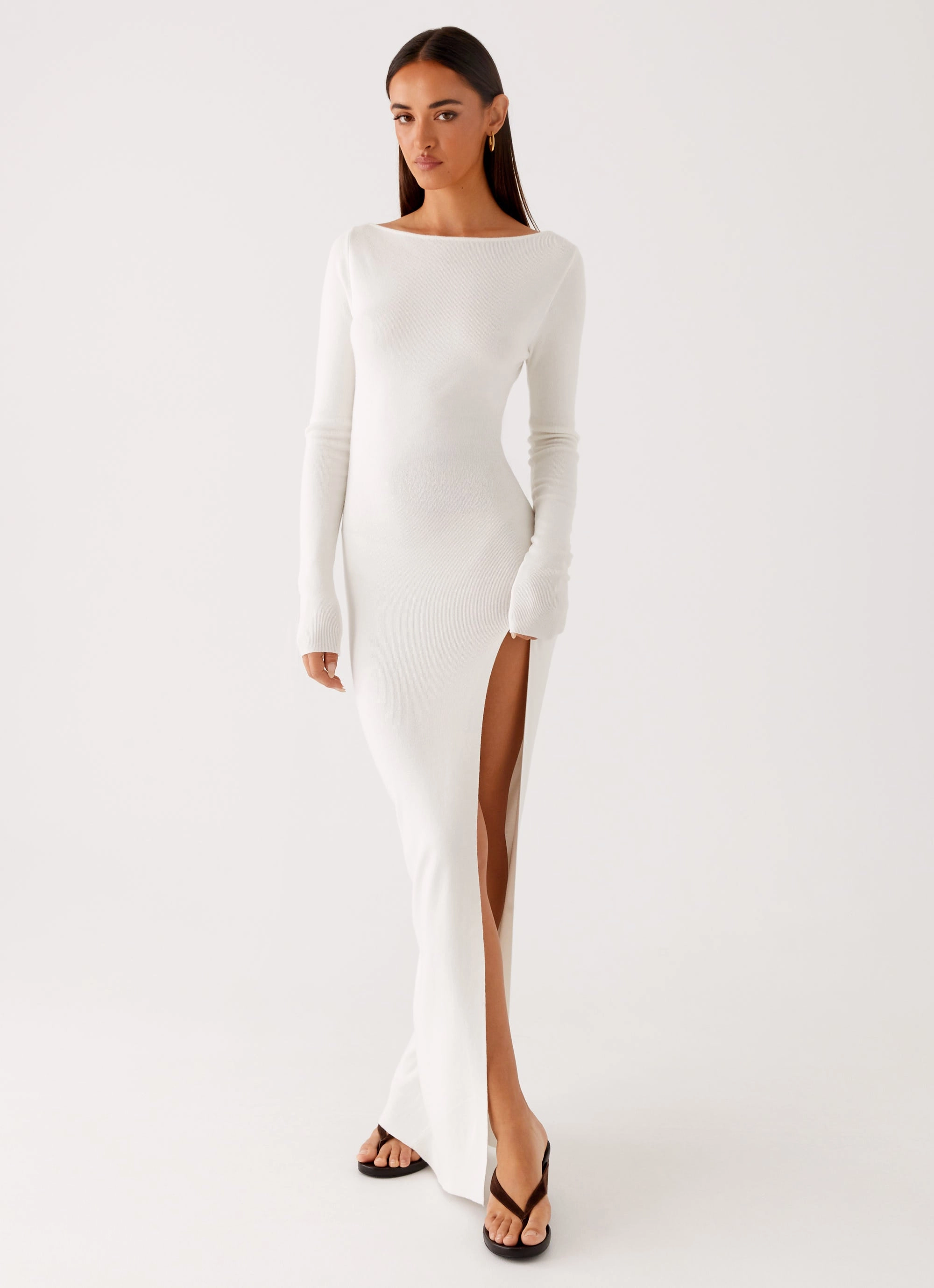 Effortless Mood Amalfi Knit Maxi Dress - White