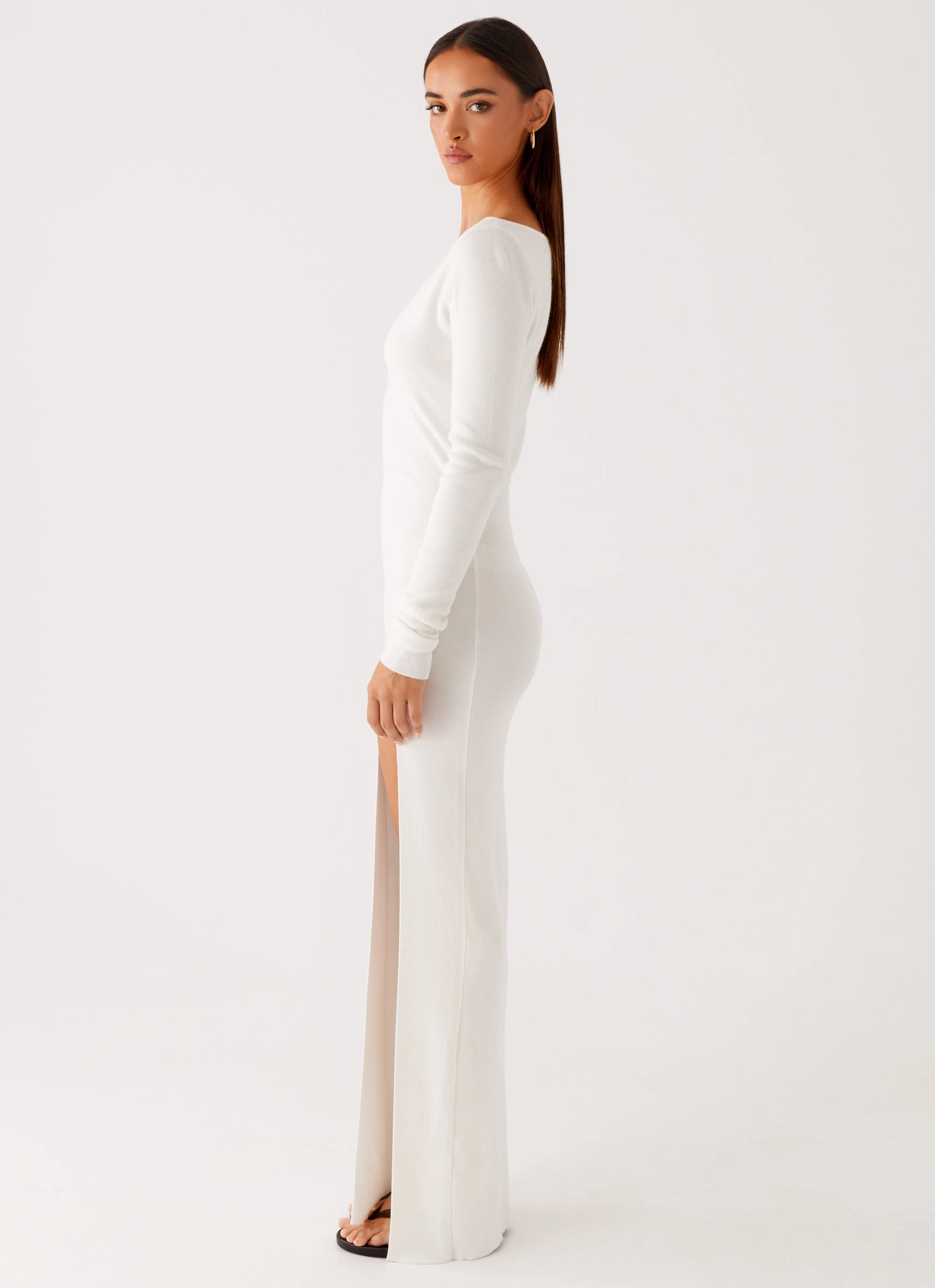 Amalfi Knit Maxi Dress - White Winter Layering