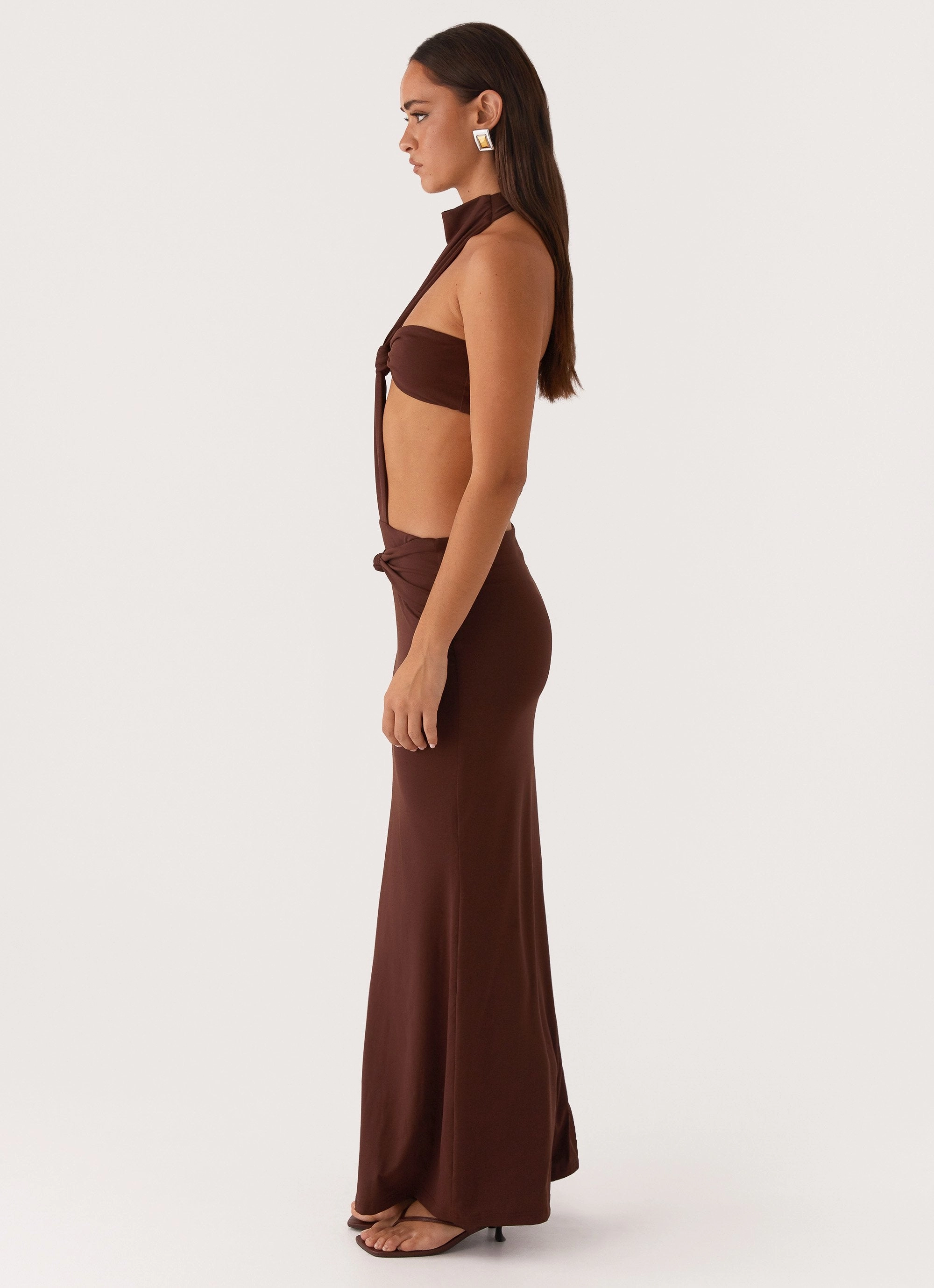 Elinor Maxi Dress - Chocolate Layered Design Minimalist-Style