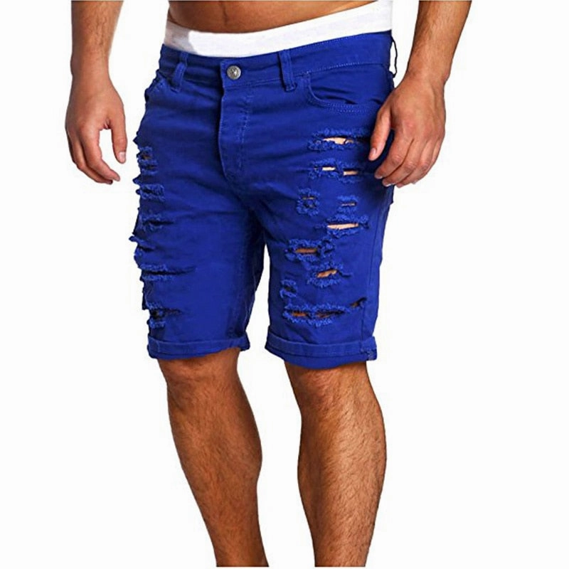 West Louis? Hole Zipper Fly Mid Waist Shorts