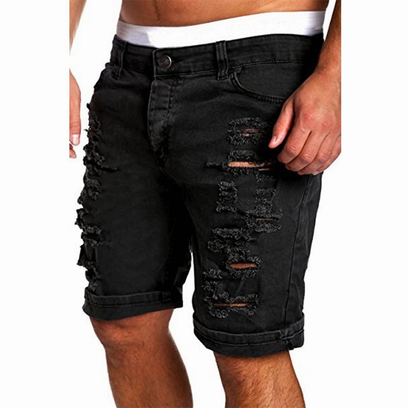 West Louis? Hole Zipper Fly Mid Waist Shorts