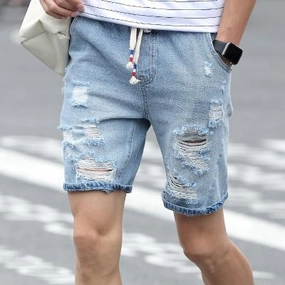 West Louis? Knee Length Hole Jeans Shorts West Louis? Knee Length Hole Jeans Shorts