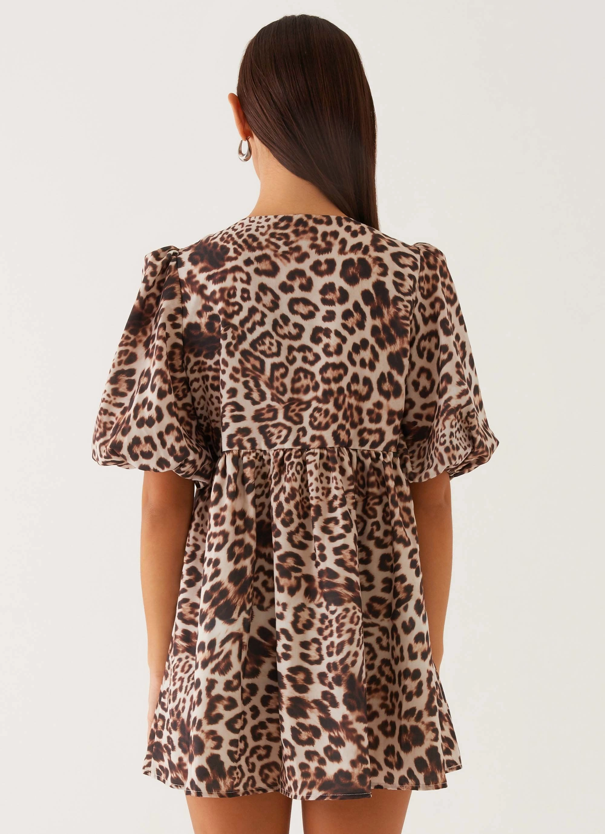 Western Wind Tie Mini Dress - Leopard Vibrant Movement
