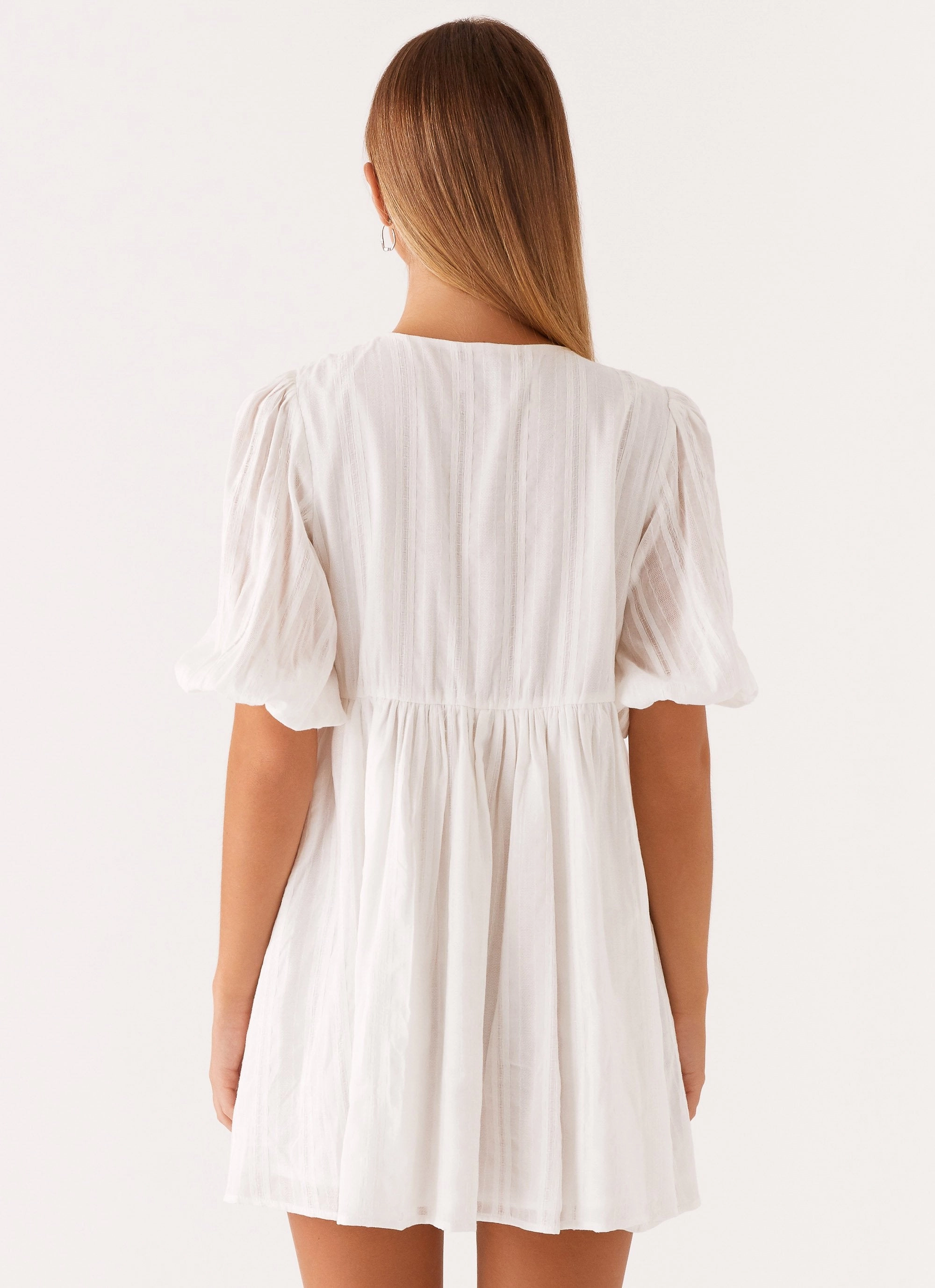 Sheer Look Warm Soft Western Wind Tie Mini Dress - White