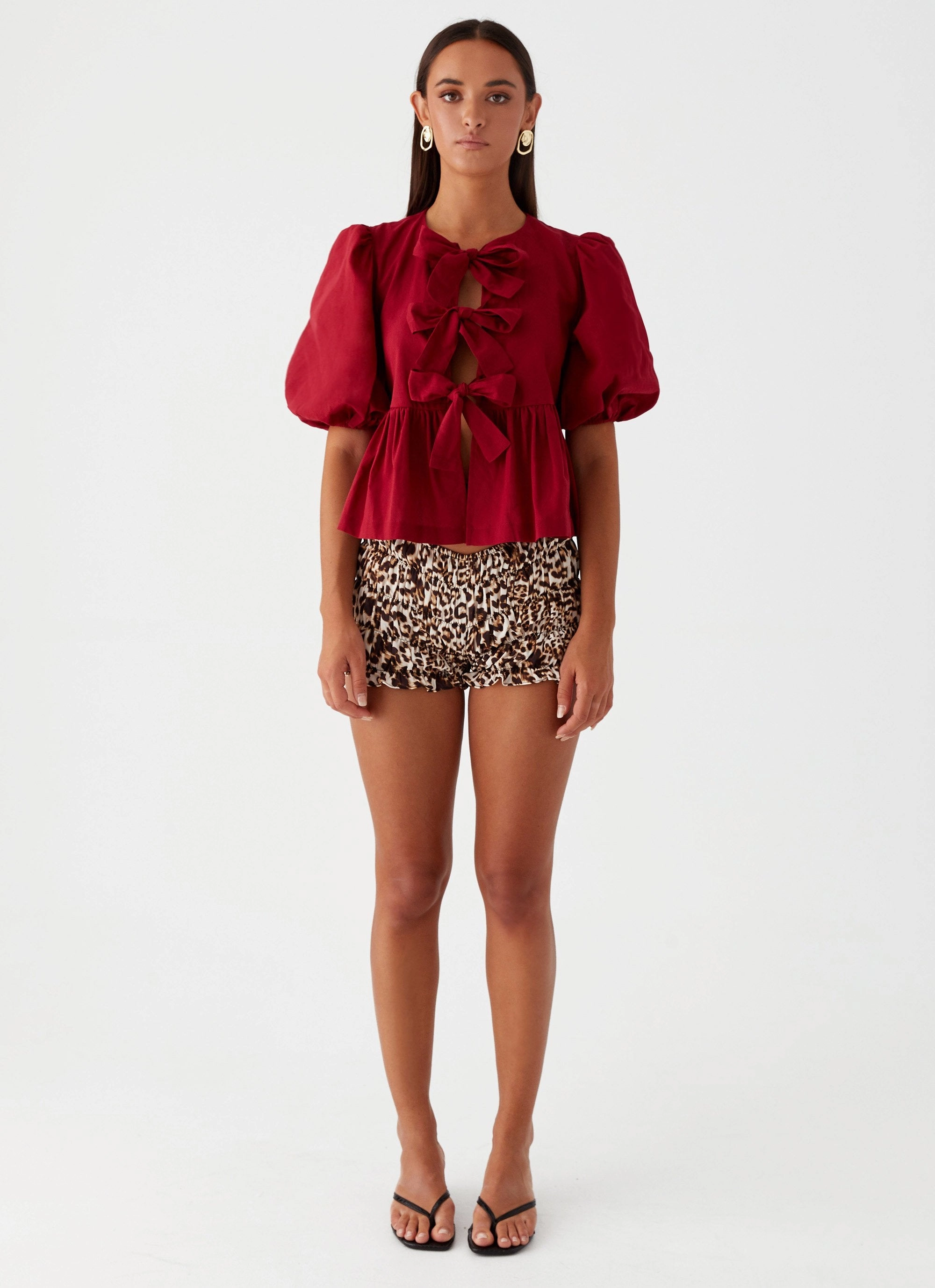 Western Wind Tie Top - Maroon Adjustable Cuffs preshrunk