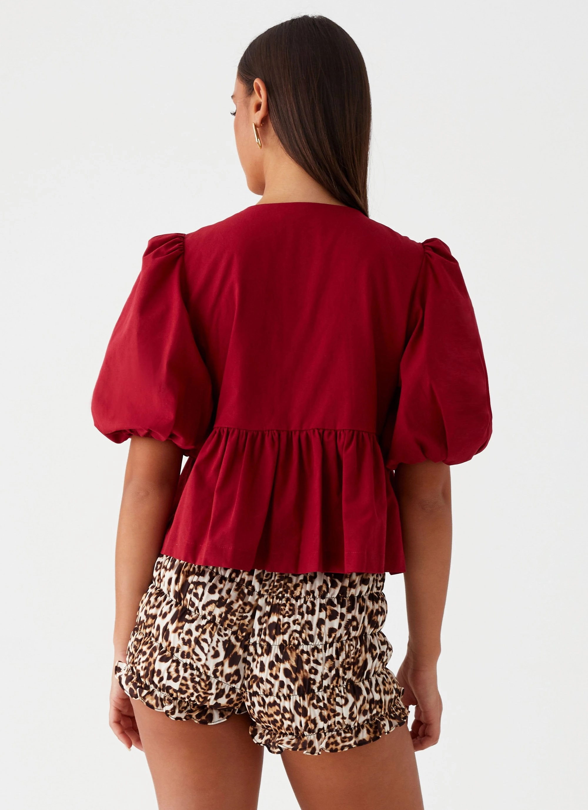 SnagFreeKnit Western Wind Tie Top - Maroon
