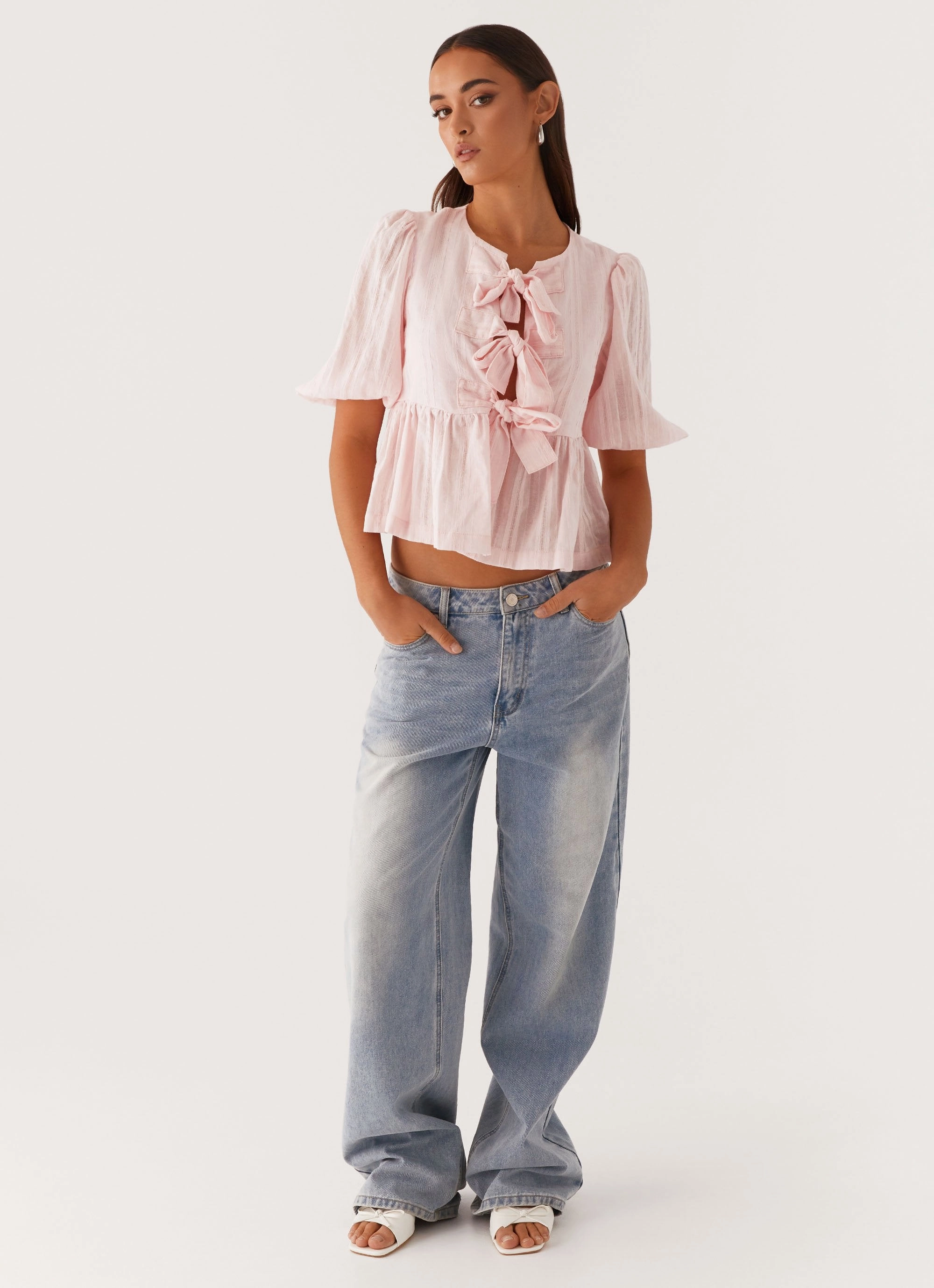 ButterSoft Handfeel Western Wind Tie Top - Pink