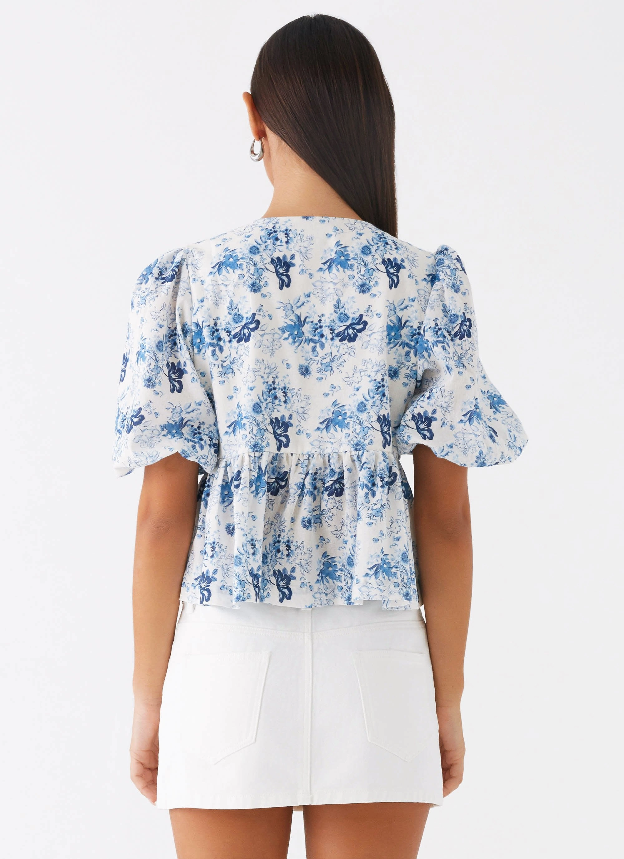 Western Wind Tie Top - Serene Sky Floral TearResistant Blends