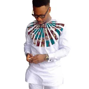 White African Shirt Ankara Print Dashiki Shirt Patchwork