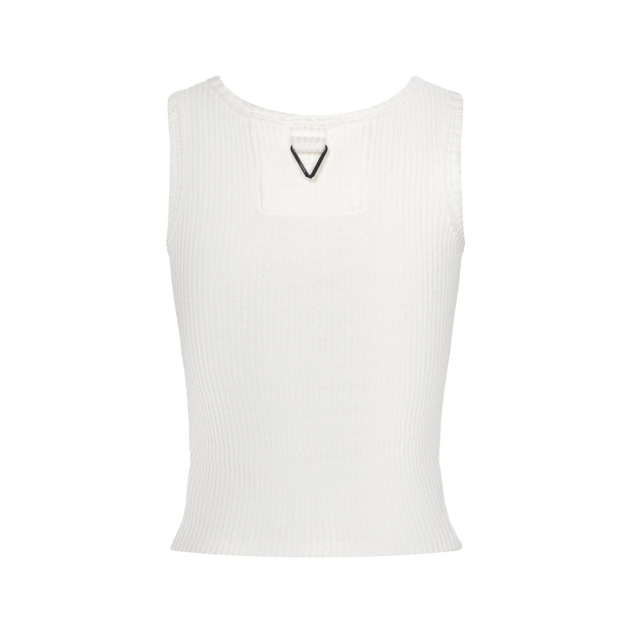 White Customized Inverted Triangle Buckle Rib Tank Top