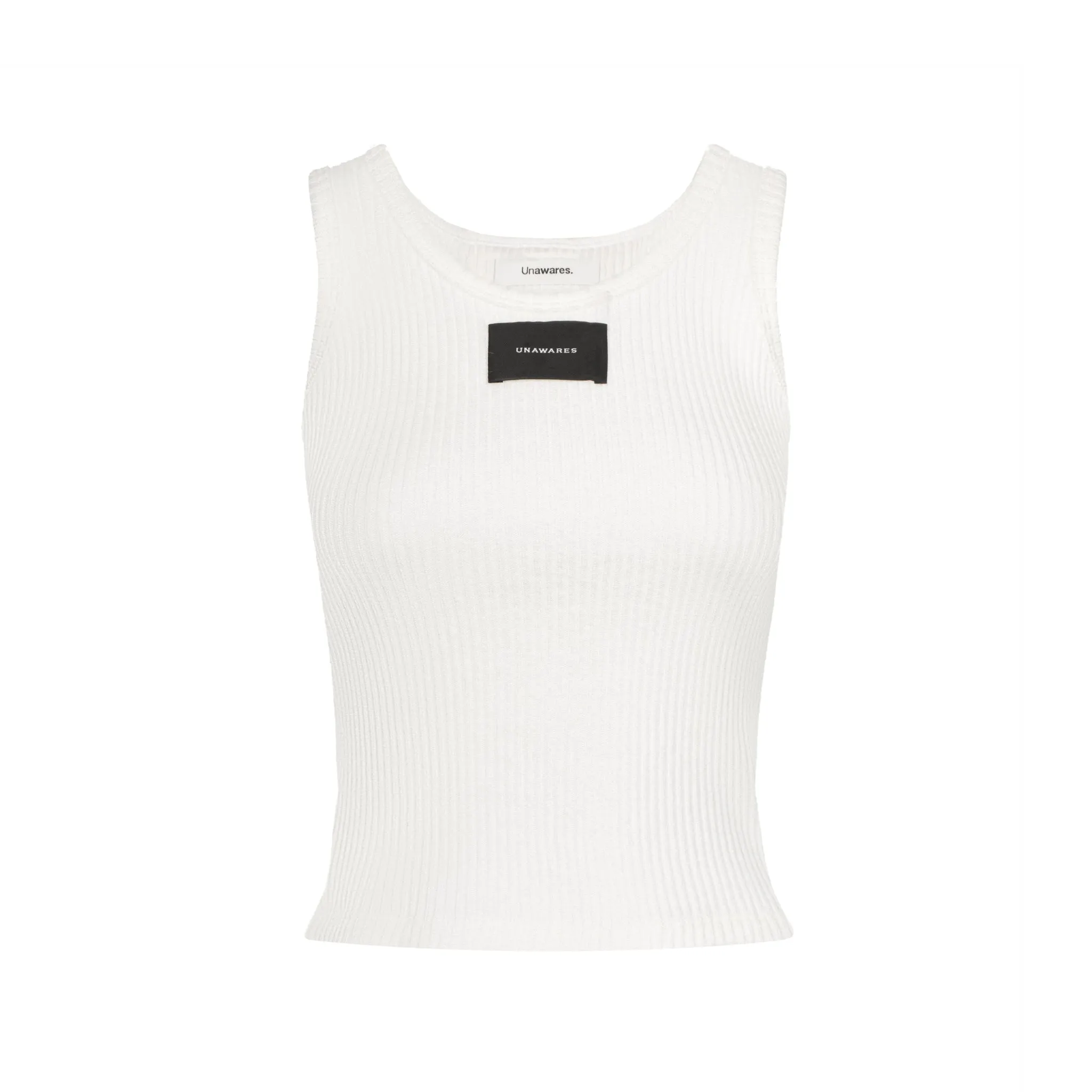 White Customized Inverted Triangle Buckle Rib Tank Top