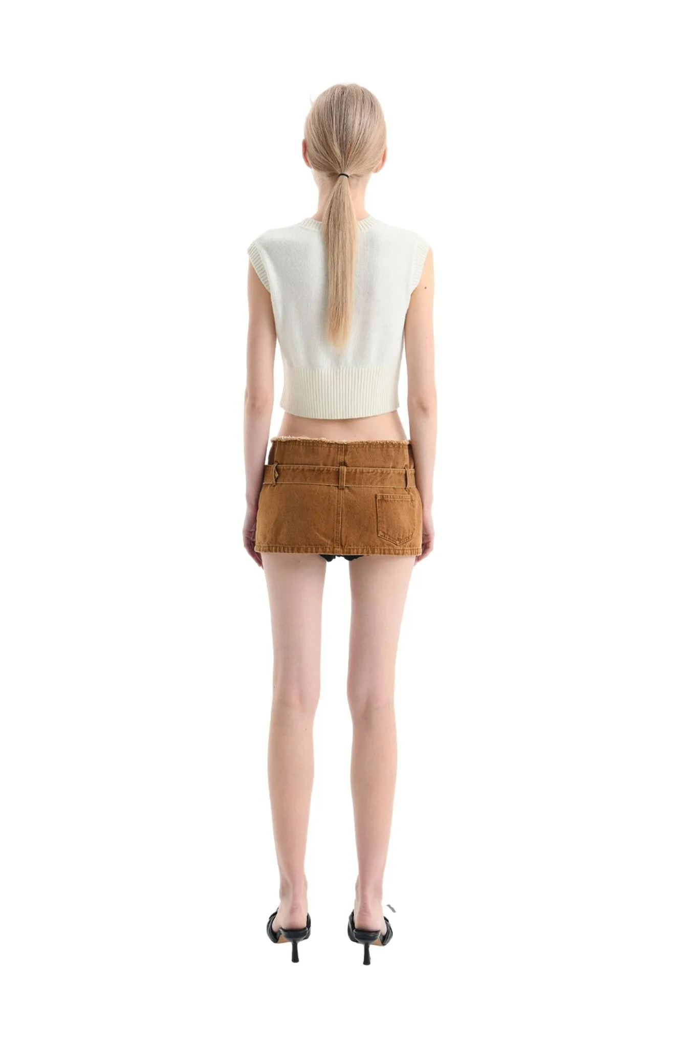 White Knitted Round-neck Top