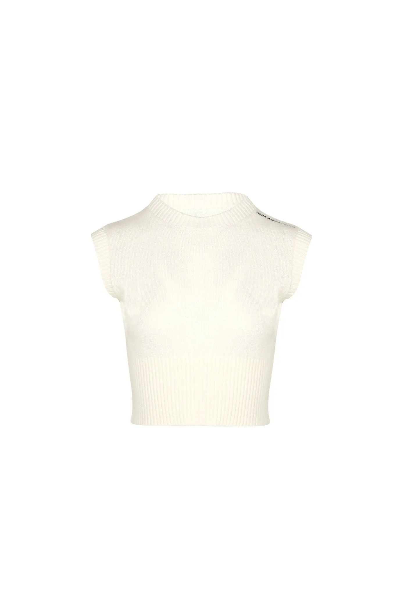 White Knitted Round-neck Top