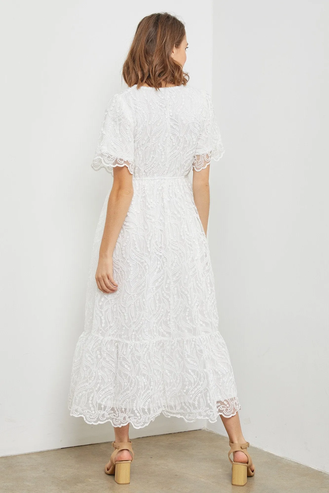White Lace Midi Dress