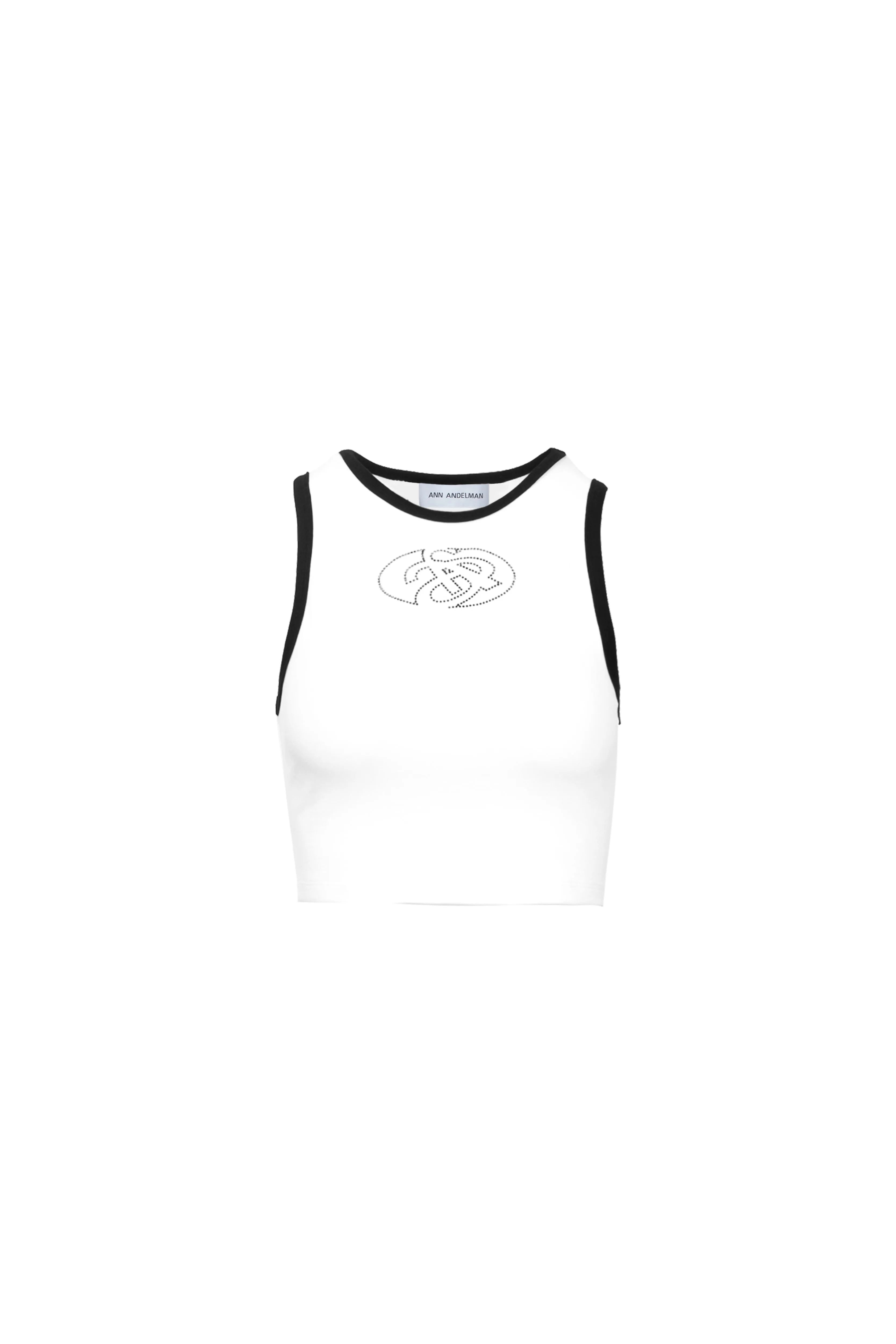 White Rhinestones Short Tank Top