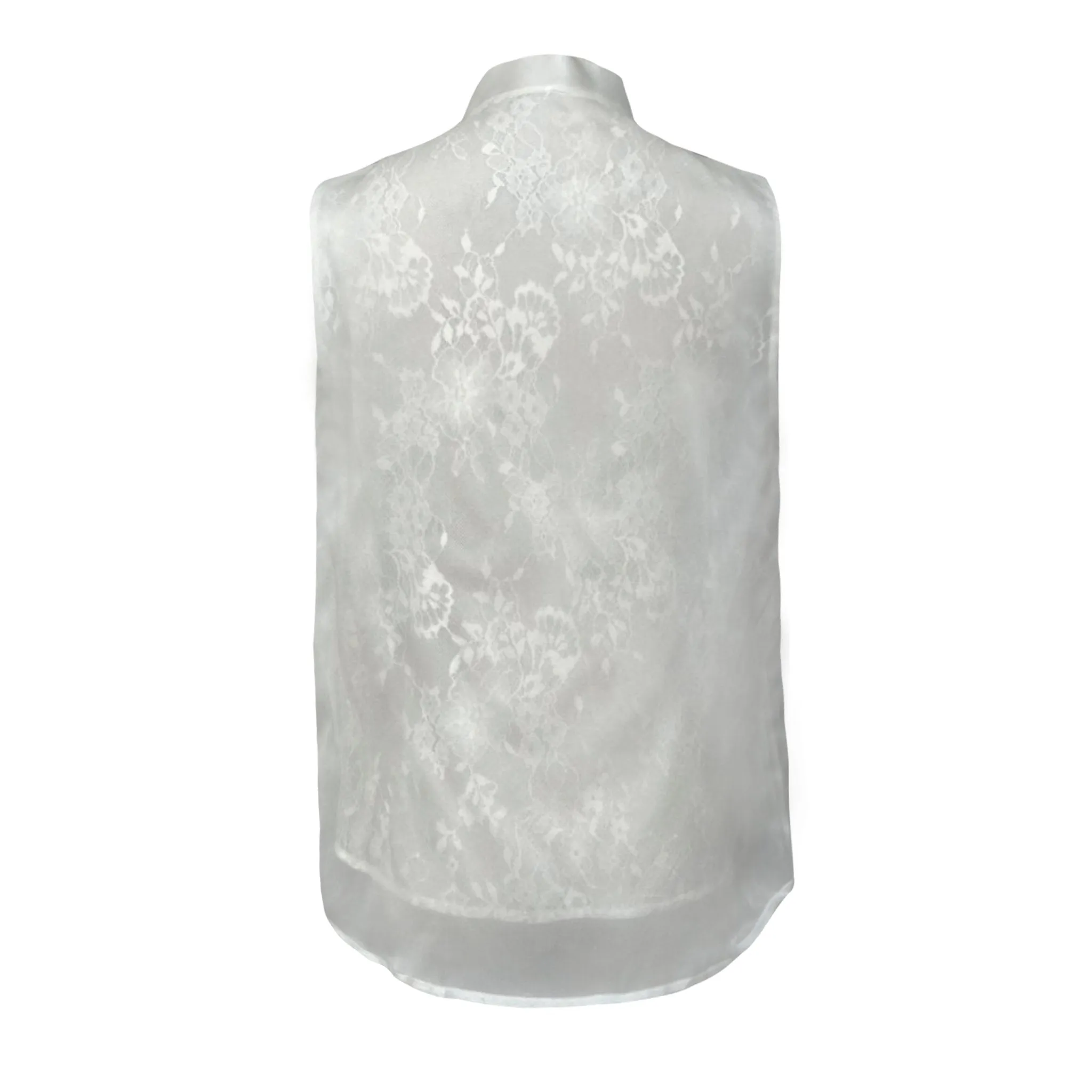 White Ruched Stand Collar Vest
