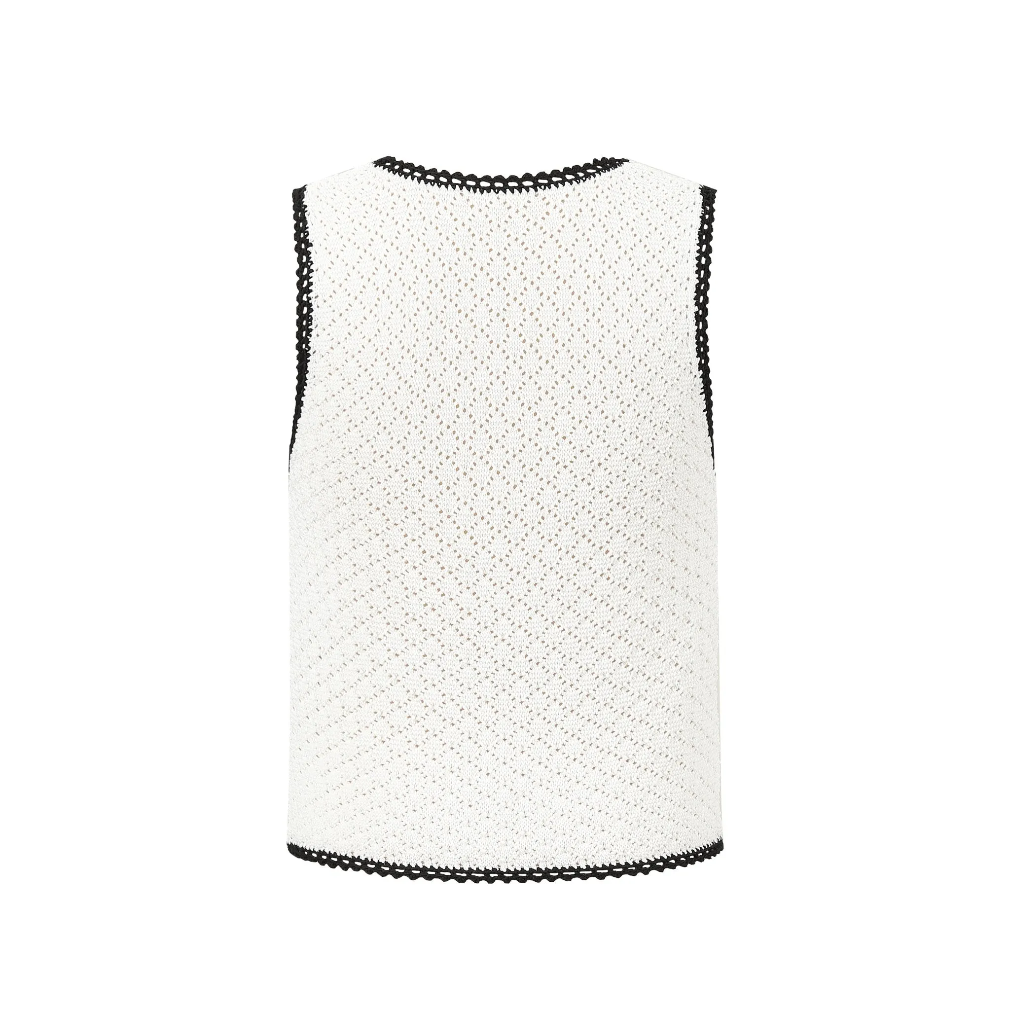 White Skeleton Crochet Colorblocked Tank Top