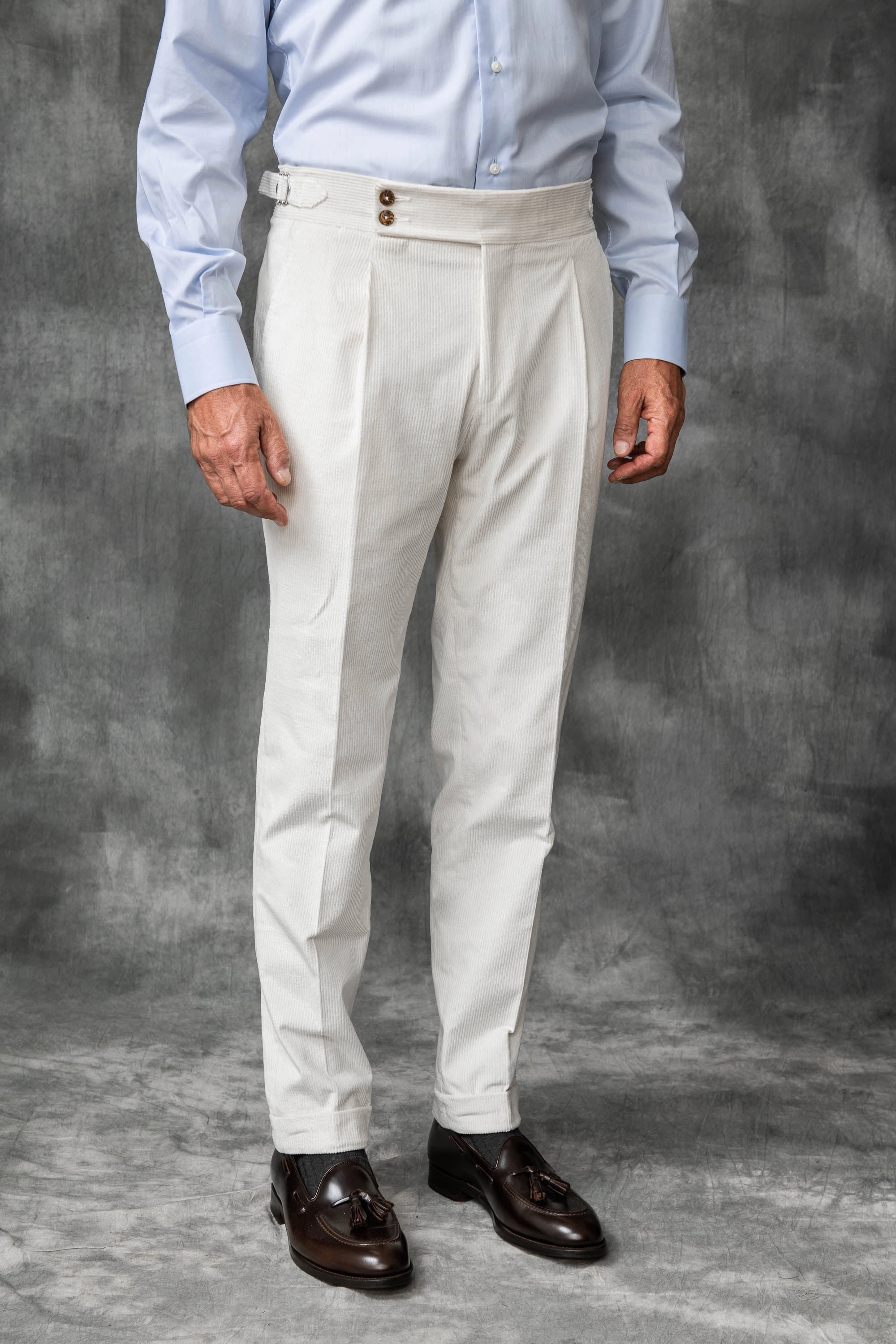 White corduroy Soragna trousers - Made in Italy