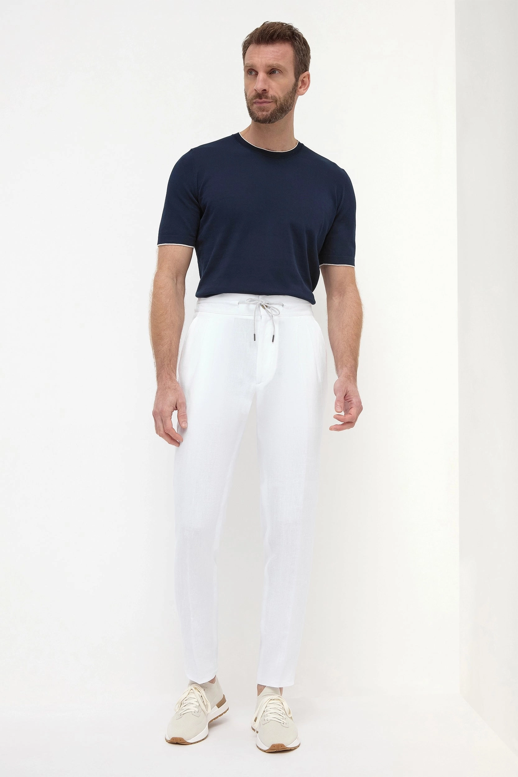 White linen Elba trousers - Made in Italy